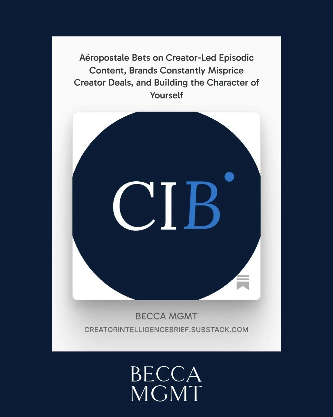 The creator economy moves fast. The best creators stay informed.⁠
⁠
This week on the Creator Intelligence Brief, we broke down Aeropostale investing into creator-led episodic content, brands constantly mispricing creator deals, and how to build your 