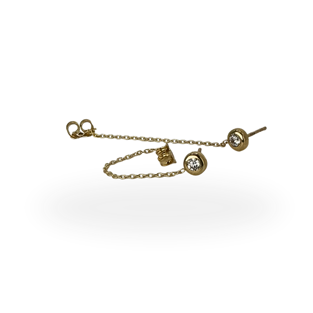 Bezel Chain Drop Earrings
