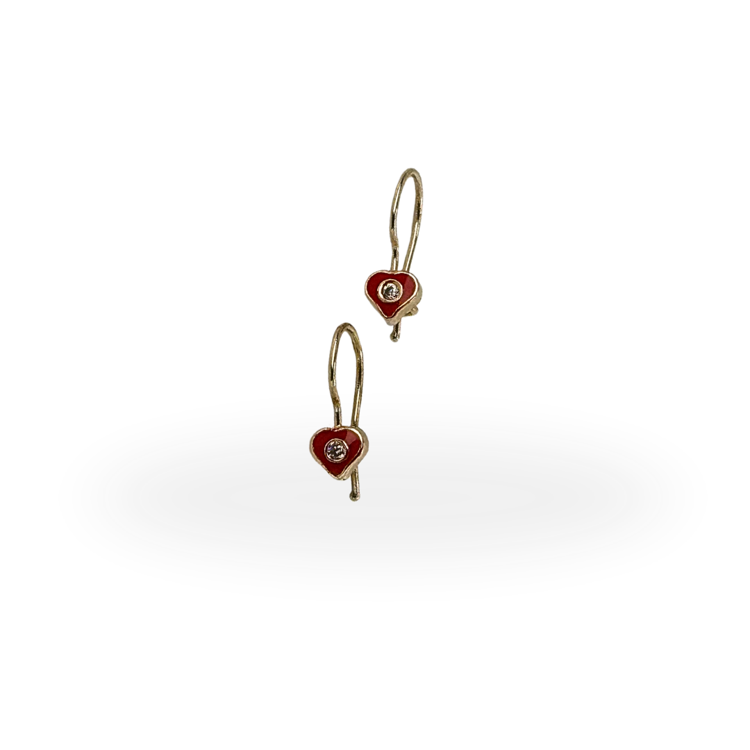 Red Enamel Heart Earrings