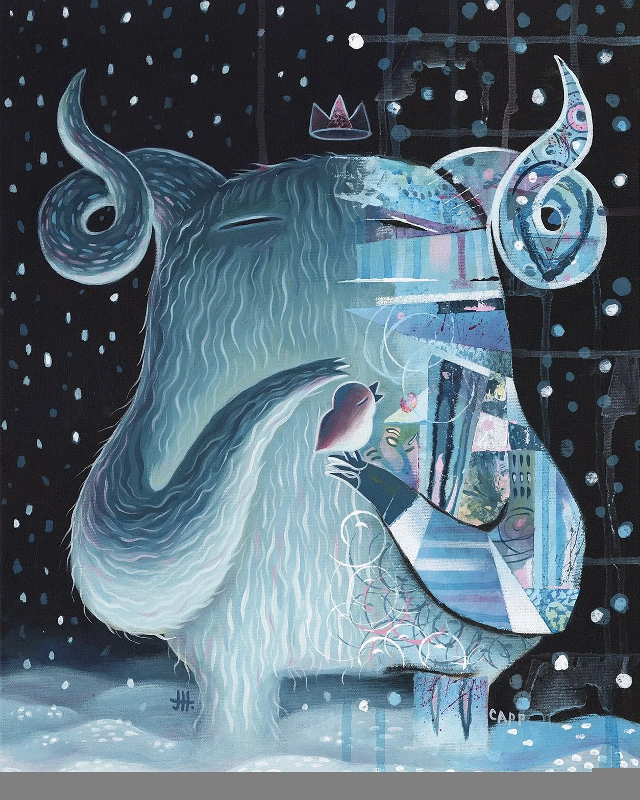 Winter King | Collaboration: Mike Capp x Justin Hillgrove | Acrylic on Canvas | 18" x 24" | $2000