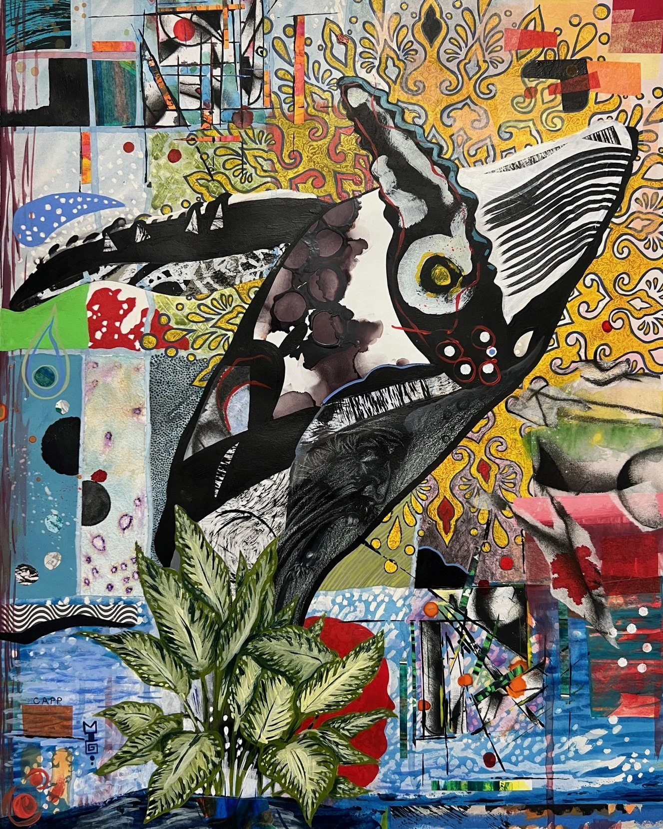 Whale Songs | Collaboration: Mike Capp x Mike Gardner | Mixed Media on Paper | 16" x 20" | $2000