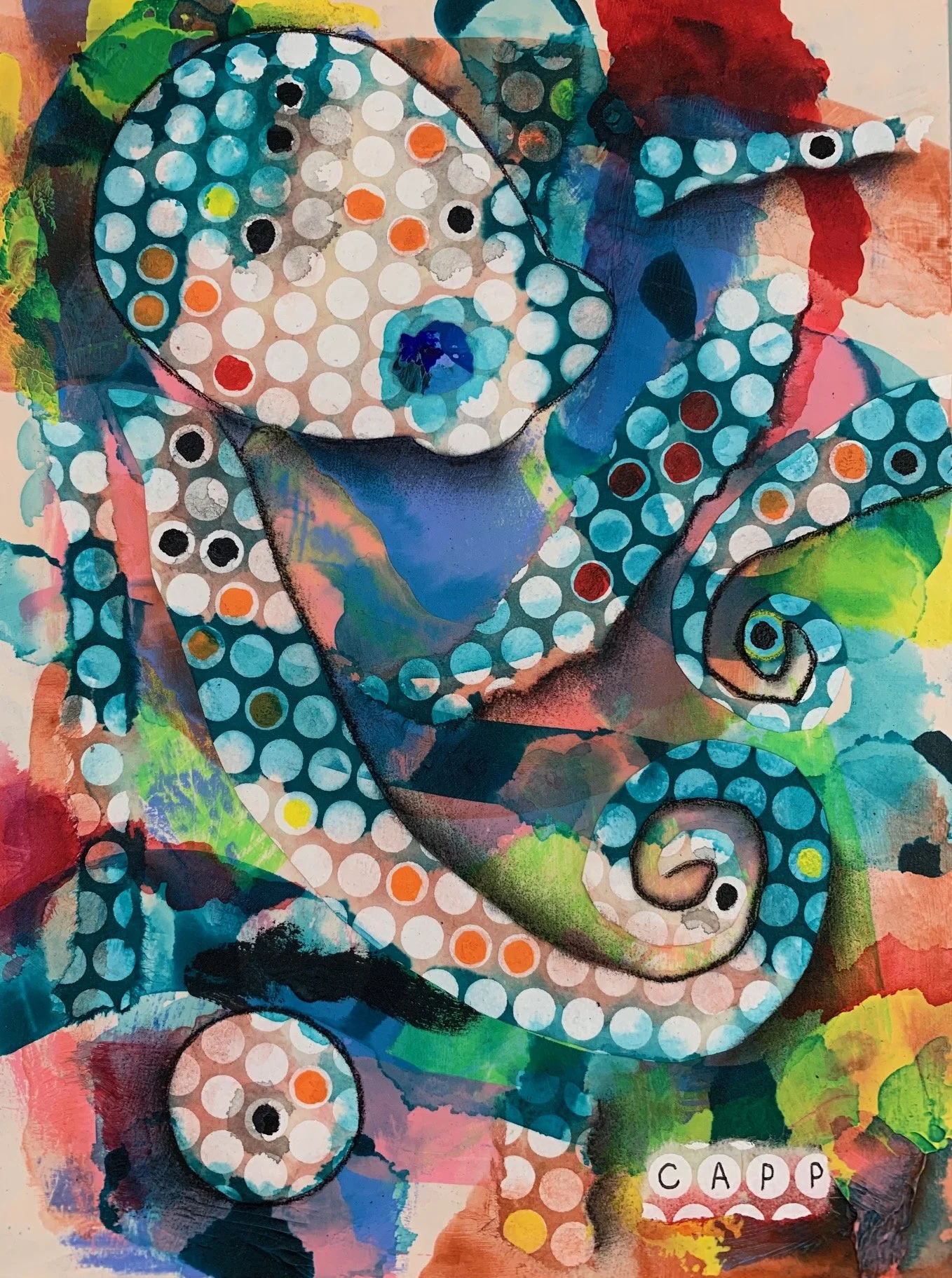 Octo-Abstracto | Mixed Media on Masonite | 6" x 8" | $80