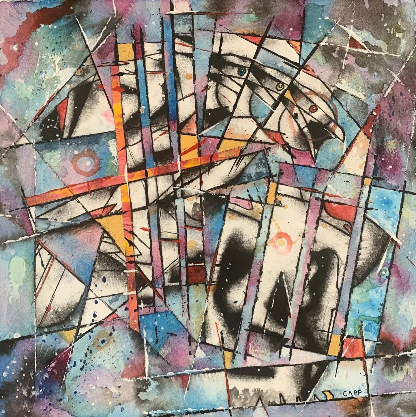 Crow & Skull | Mixed Media on Canvas | 12" x 12" | $800