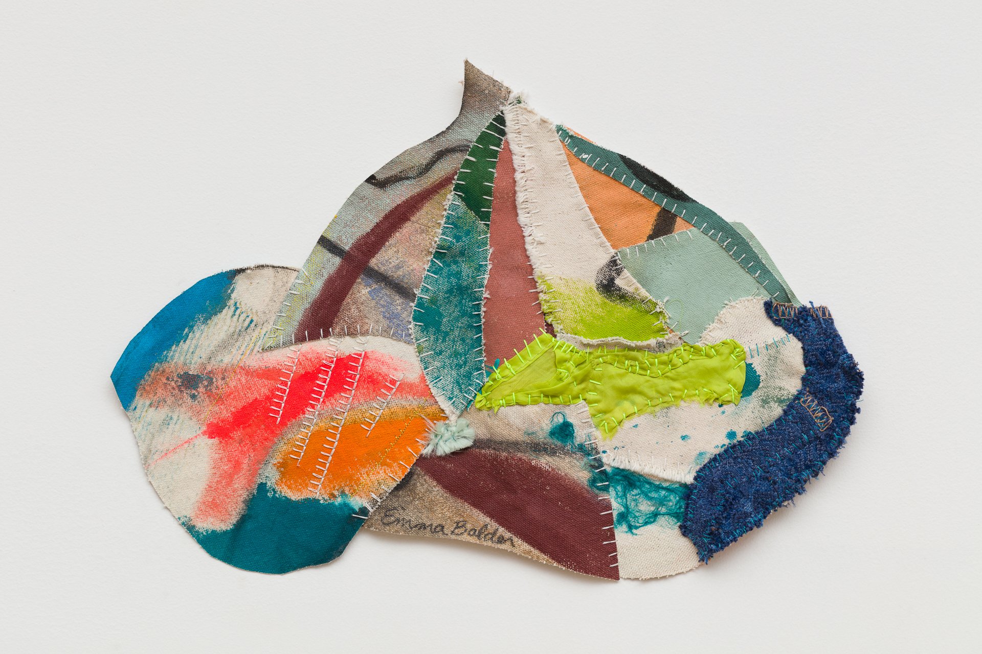 pinglet emma balder denver colorado artist quilted painting sculptural sewn embroidery textiles fabric remnants scraps recycled string yarn reconstructed contemporary artwork color abstract