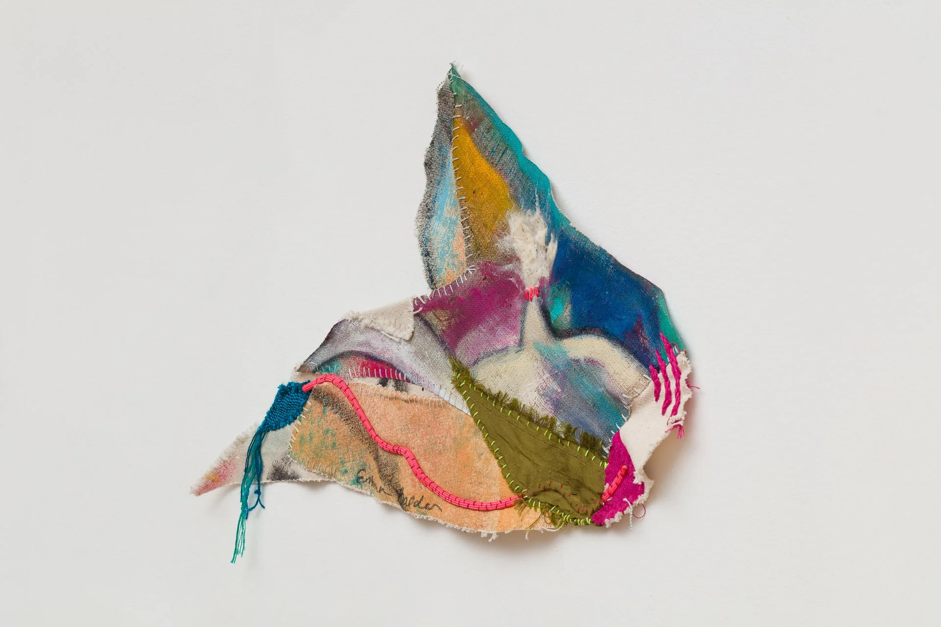 pinglet emma balder denver colorado artist quilted painting sculptural sewn embroidery textiles fabric remnants scraps recycled string yarn reconstructed contemporary artwork color abstract