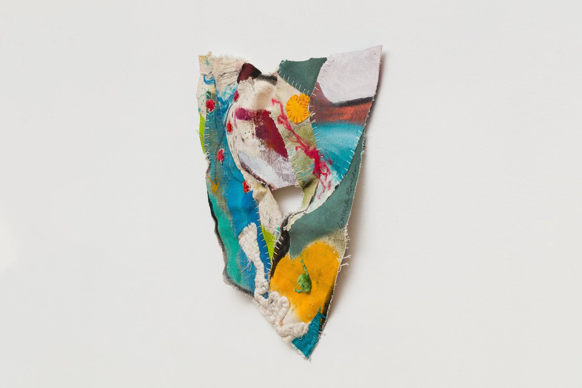pinglet emma balder denver colorado artist quilted painting sculptural sewn embroidery textiles fabric remnants scraps recycled string yarn reconstructed contemporary artwork color abstract