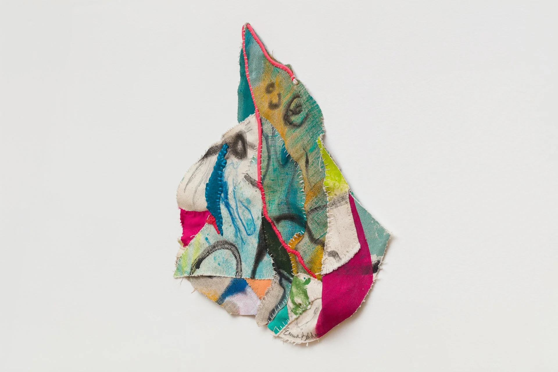 pinglet emma balder denver colorado artist quilted painting sculptural sewn embroidery textiles fabric remnants scraps recycled string yarn reconstructed contemporary artwork color abstract