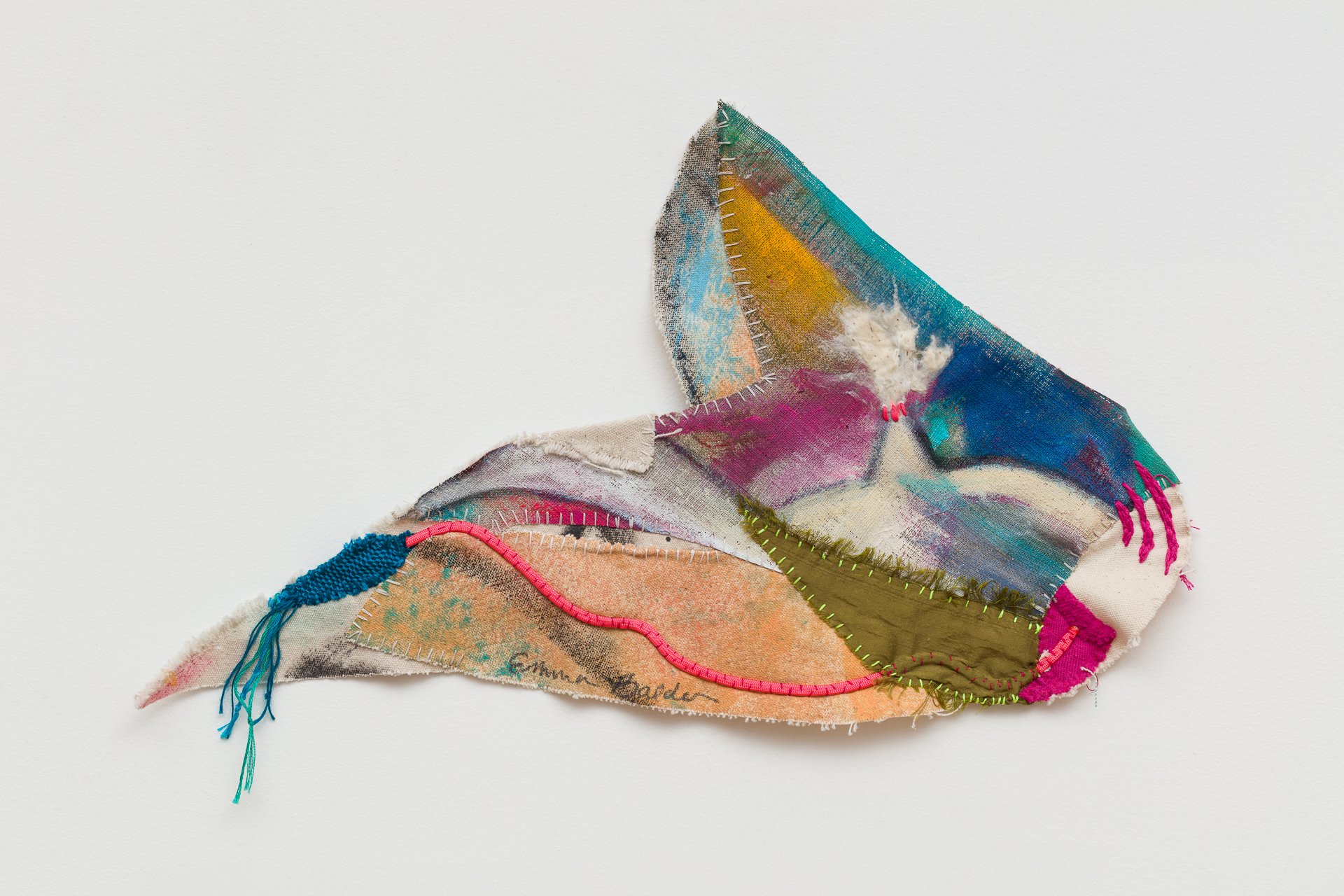 pinglet emma balder denver colorado artist quilted painting sculptural sewn embroidery textiles fabric remnants scraps recycled string yarn reconstructed contemporary artwork color abstract