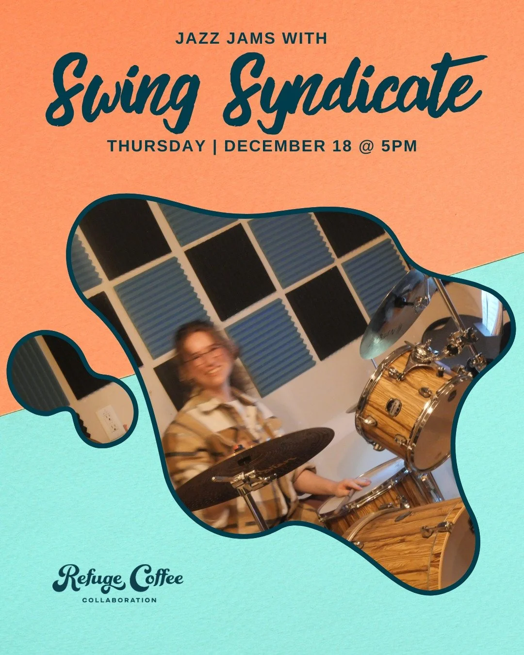 Join us Thursday evening for Jazz Jams with @@swingsyndic@swingsyndicateband 
Bring your instruments and vocals if you want to play or come by and enjoy the show! Music begins at 5 PM and goes until close at 7 PM.