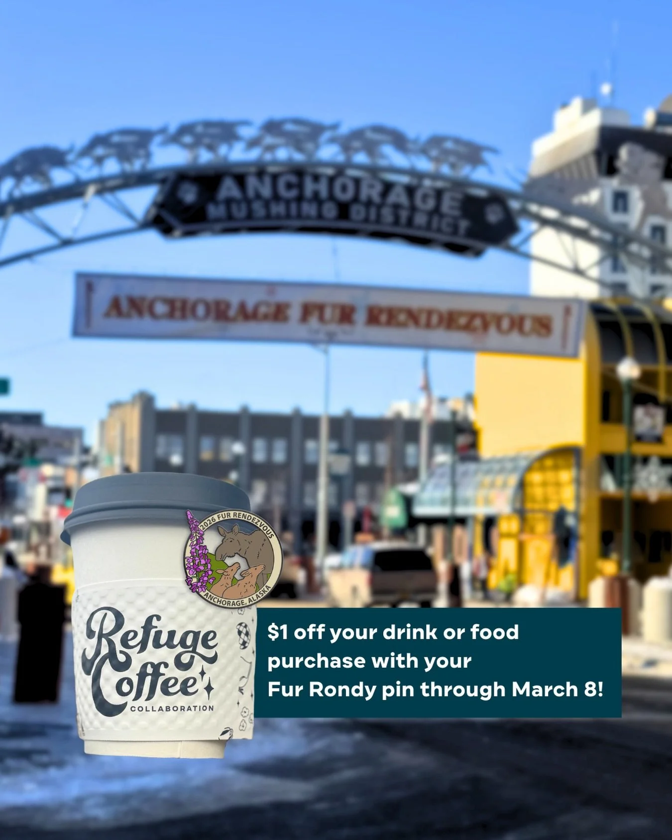 Fur Rondy is here 😍❄️🐾

The 2026 Fur Rendezvous has officially kicked off, and we&rsquo;re celebrating the only way we know how &mdash; with good coffee and community.

Show us your 2026 @furrondy pin at the register and get $1 off your food or dri