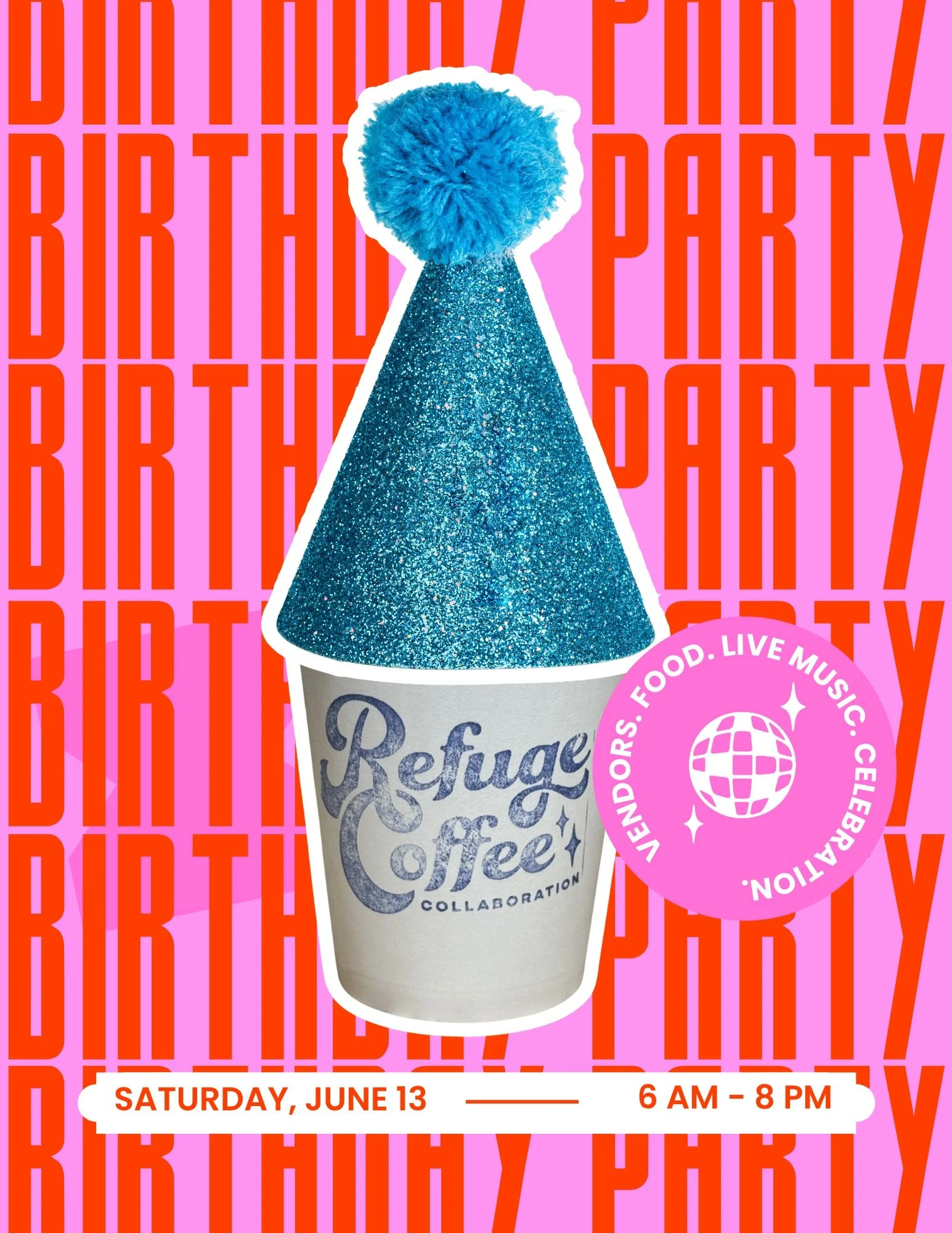 THIS SATURDAY is our first birthday party! We will have things going on all day - a few pop ups, yummy food, drinks, and live music with Evil Wizard collective in the evening. Festivities will begin at 6 AM and go until 8 PM! Below you can find a sch