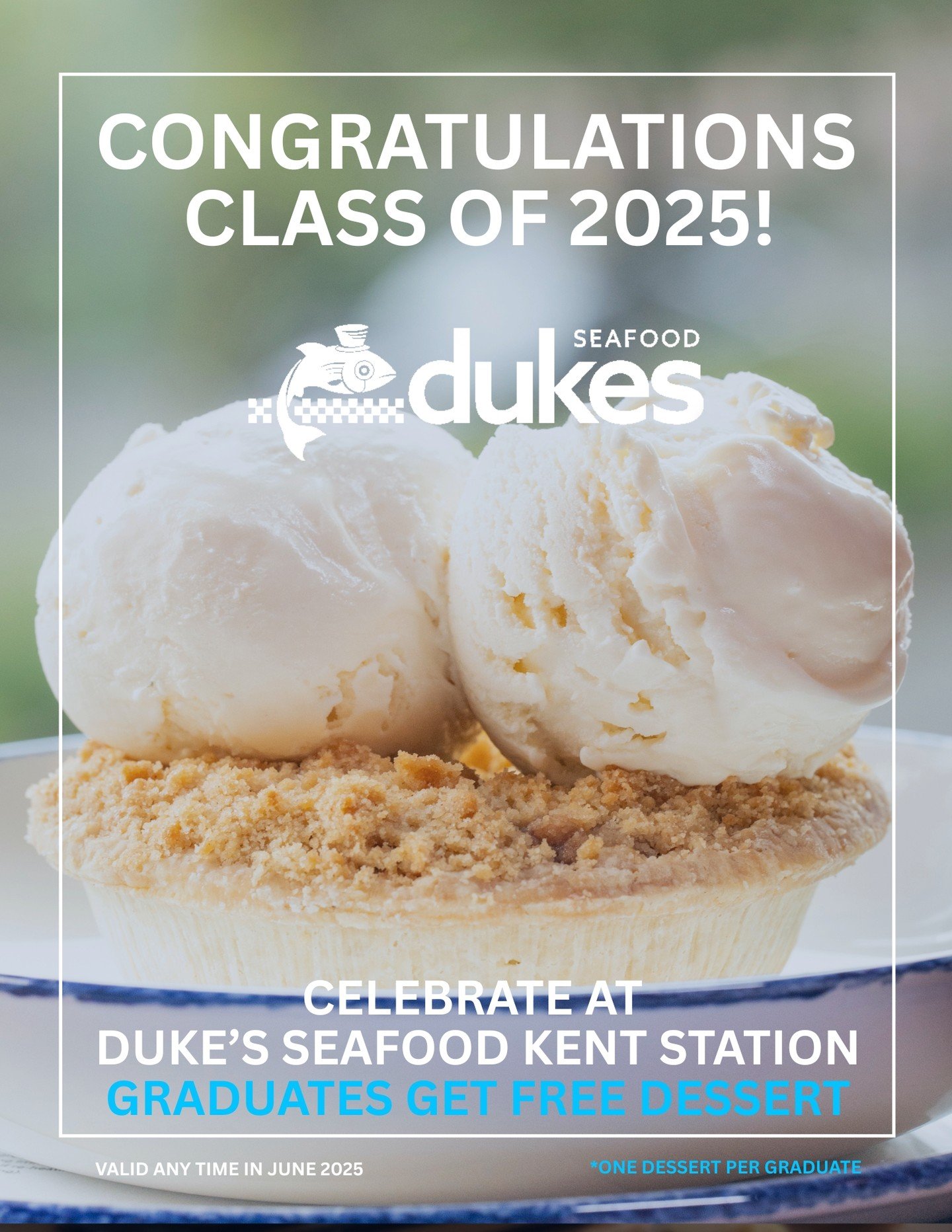 Still celebrating graduation? Don&rsquo;t forget&mdash;@dukesseafood is offering free dessert for grads all month long! Swing by and treat yourself&mdash;you deserve it.

kentstation.com/promotions/dukesseafood