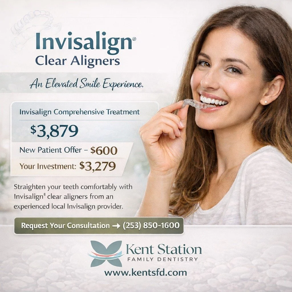 Thoughtfully designed smiles. An elevated experience&mdash;for a straighter, brighter smile at Kent Station Family Dentistry.

Lock in your New Patient 2026 Invisalign Pricing today! 

Visit us at 'https://www.kentsfd.com/ 
or call us at 253-850-1600