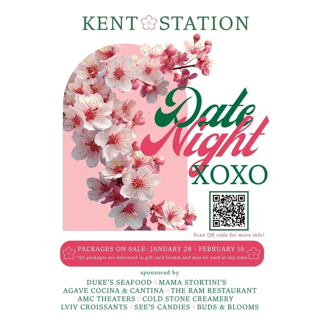 Date Night XOXO is back at Kent Station for 2026.
We&rsquo;ve partnered with some of your favorite restaurants to create an easy, thoughtfully curated night out for two&mdash;dinner, dessert, a floral touch, and a movie experience, all bundled into o