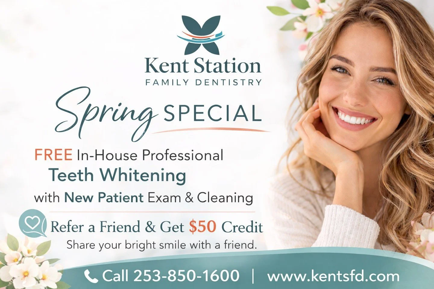 A confident smile changes everything.

For a limited time, New patients receive:
✔ FREE In-House Professional Teeth Whitening with New Patient Exam &amp; Cleaning.
✔ Refer a friend and receive $50 toward future treatment.

Schedule today and refresh 