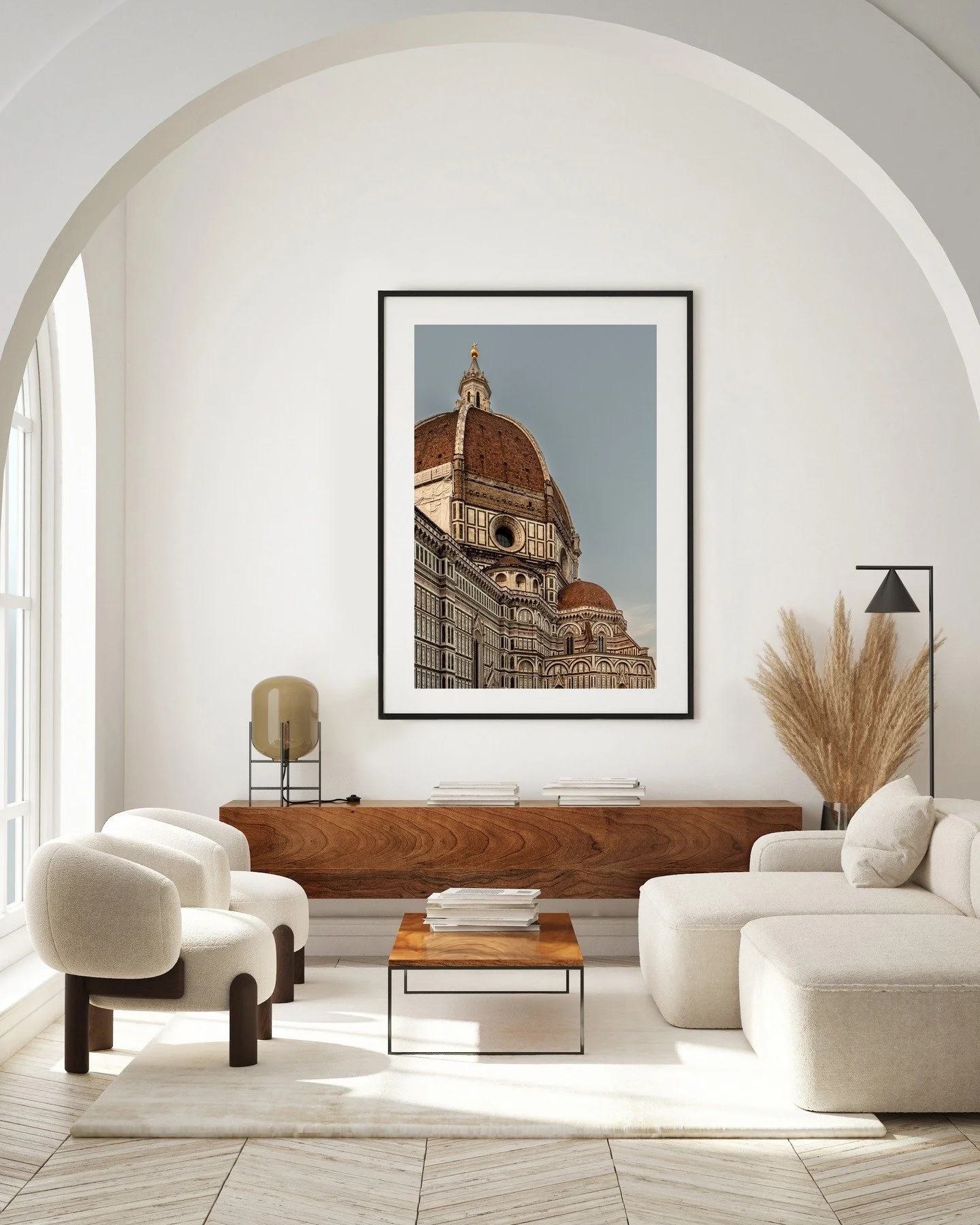 Transform your living space with this stunning fine art print of the Duomo in Florence, Italy. Known as Santa Maria del Fiore, the Duomo&rsquo;s magnificent red-tiled dome designed by Brunelleschi is one of the most iconic masterpieces of Renaissance