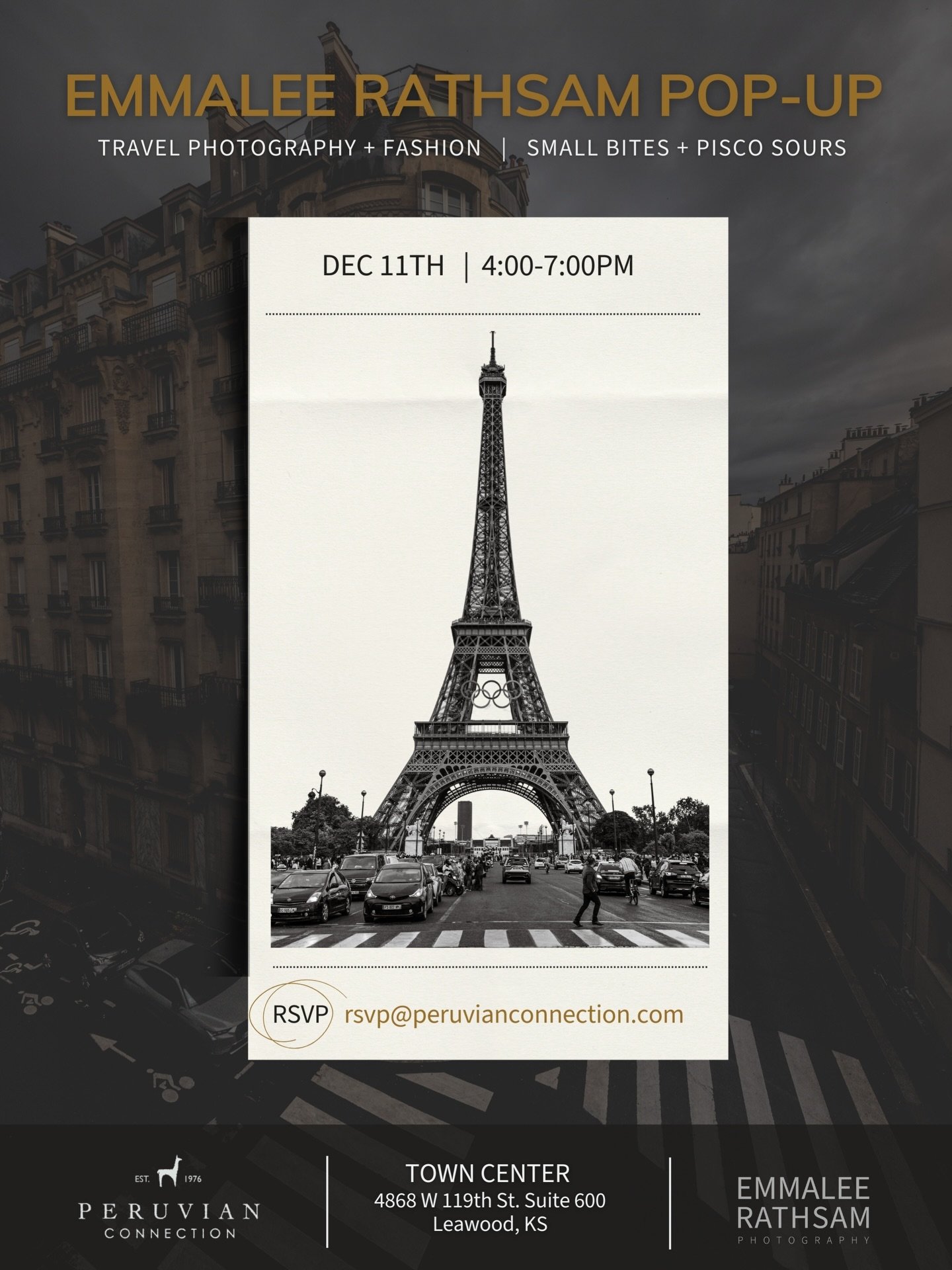 Join Emmalee Rathsam and Peruvian Connection for an evening for Fine Art Photography and Fashion during our Pop-Up in Town Center on December 11th from 4-7pm.

Shop Emmalee Rathsam&rsquo;s travel photography and Peruvian Connection&rsquo;s latest tre