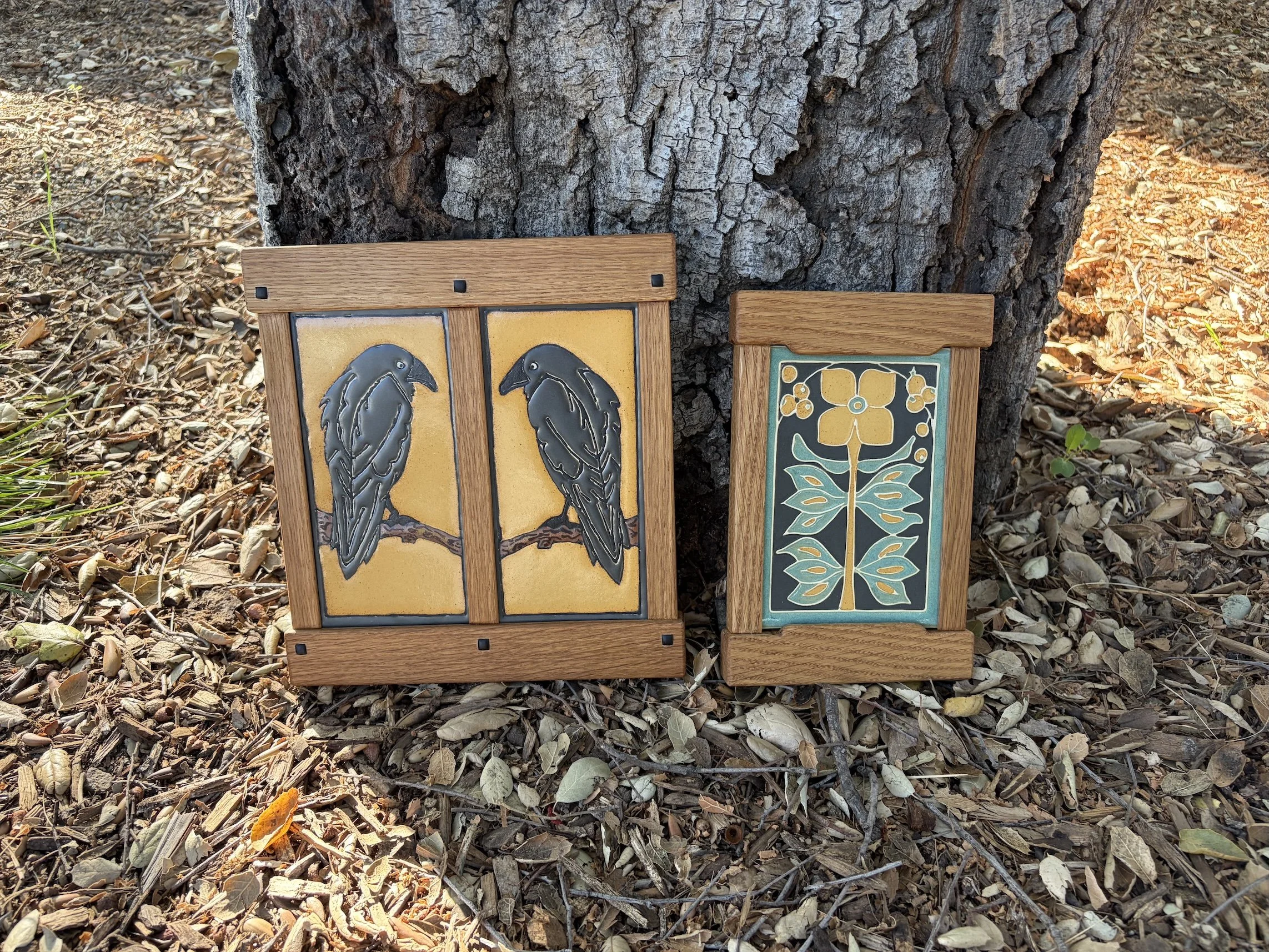 Arts & crafts-style frames for tiles by Ramona Paloma Tile