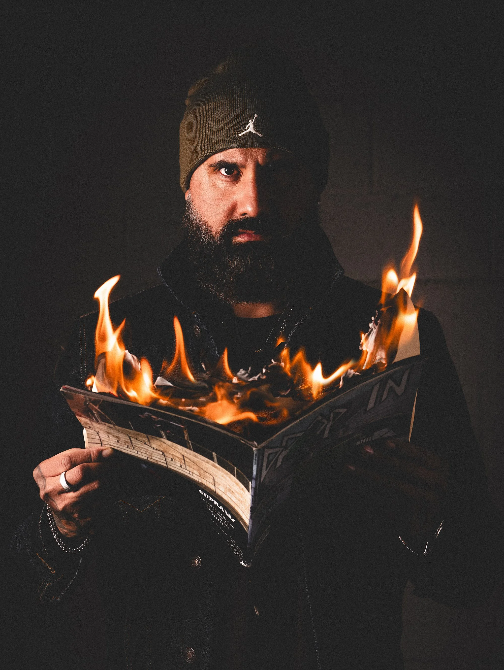 Self portrait playing with fire