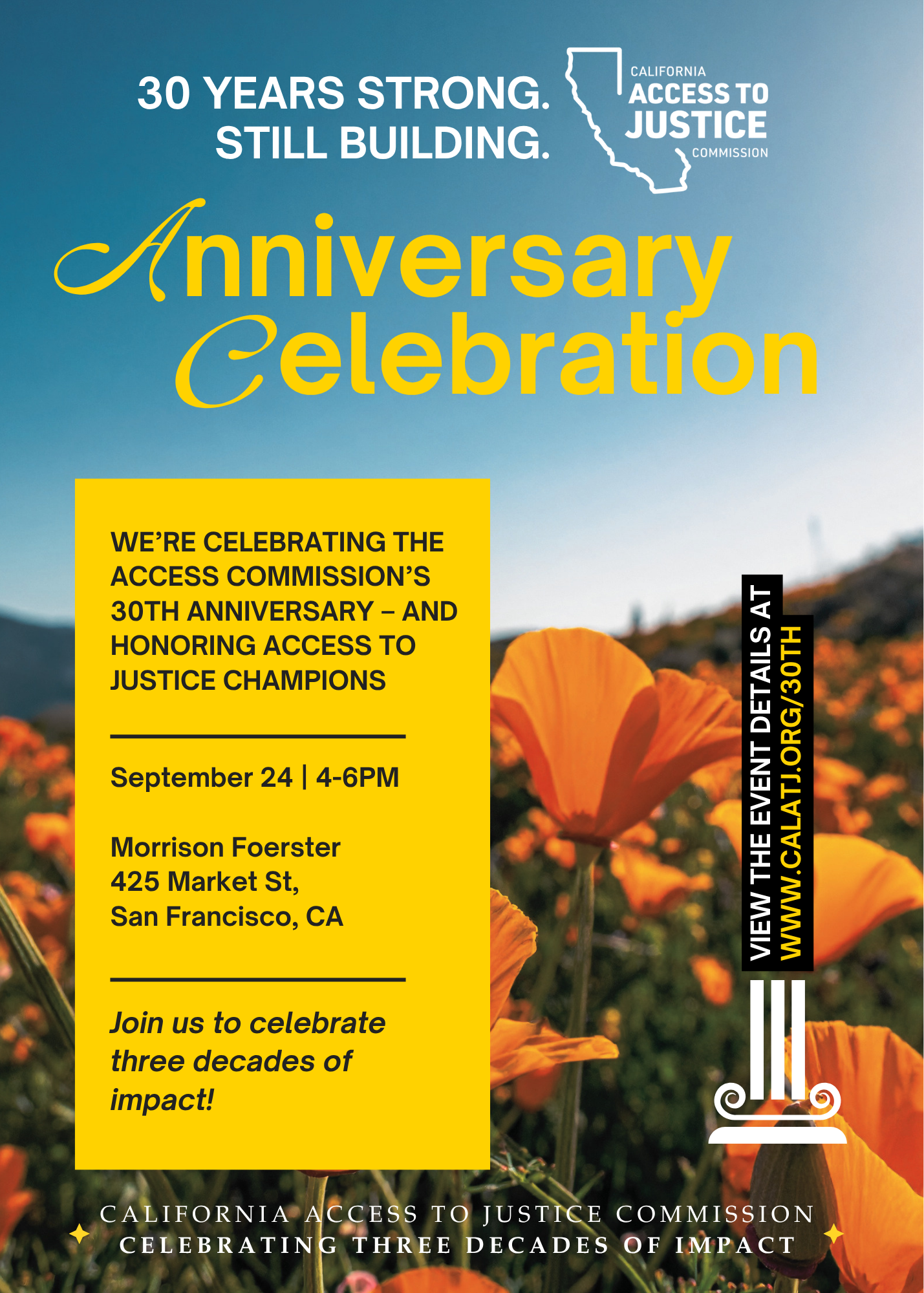 Celebrating 30 Years of Advancing Access to Justice. Register for Our 30th Anniversary Celebration!