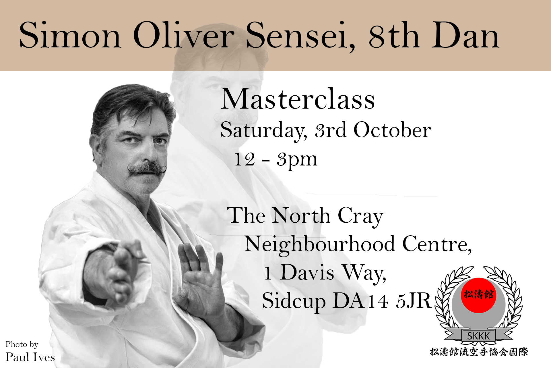 Simon Oliver Sensei, 8th Dan Masterclass 3rd October 2026