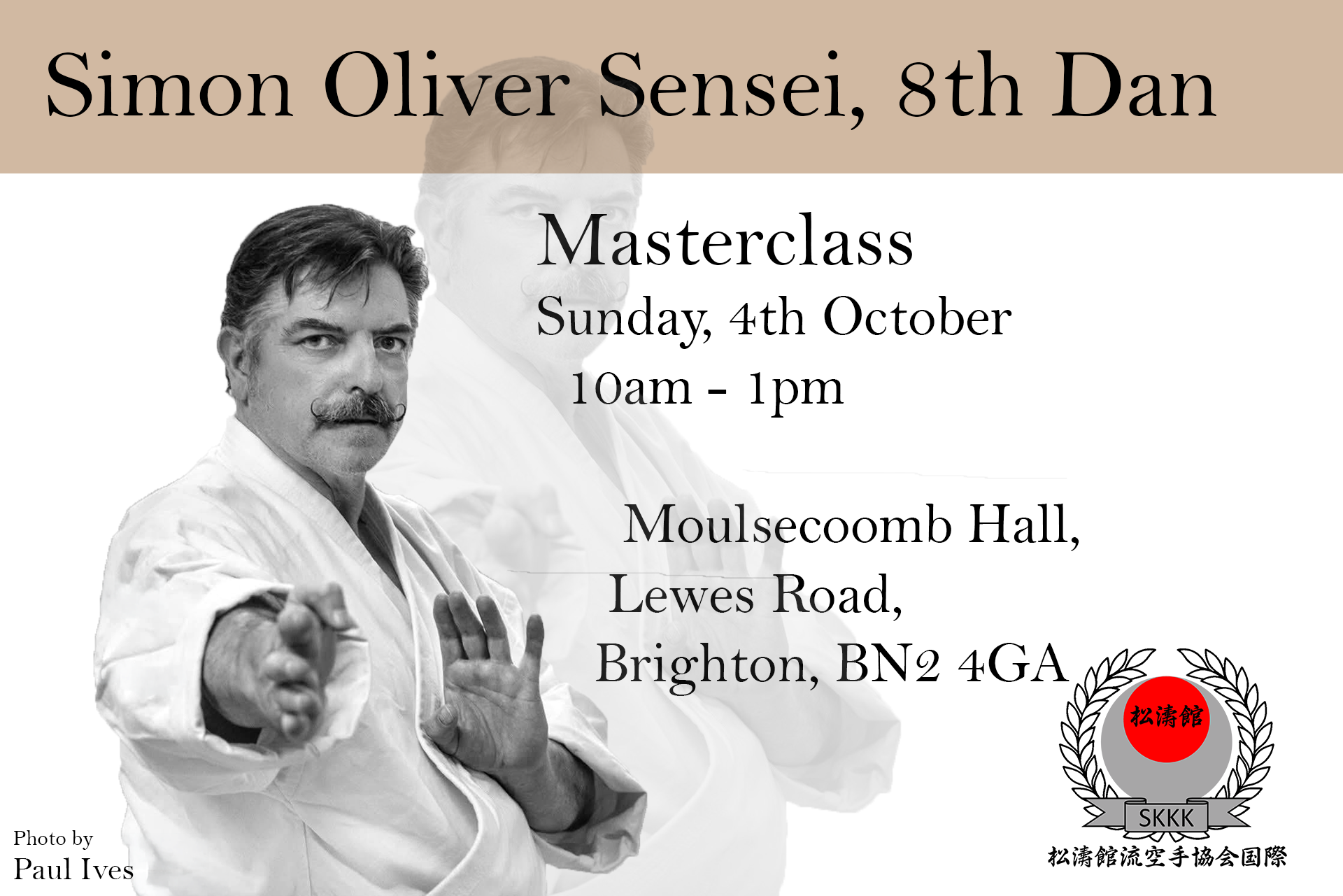 Simon Oliver Sensei, 8th Dan Masterclass 4th October 2026