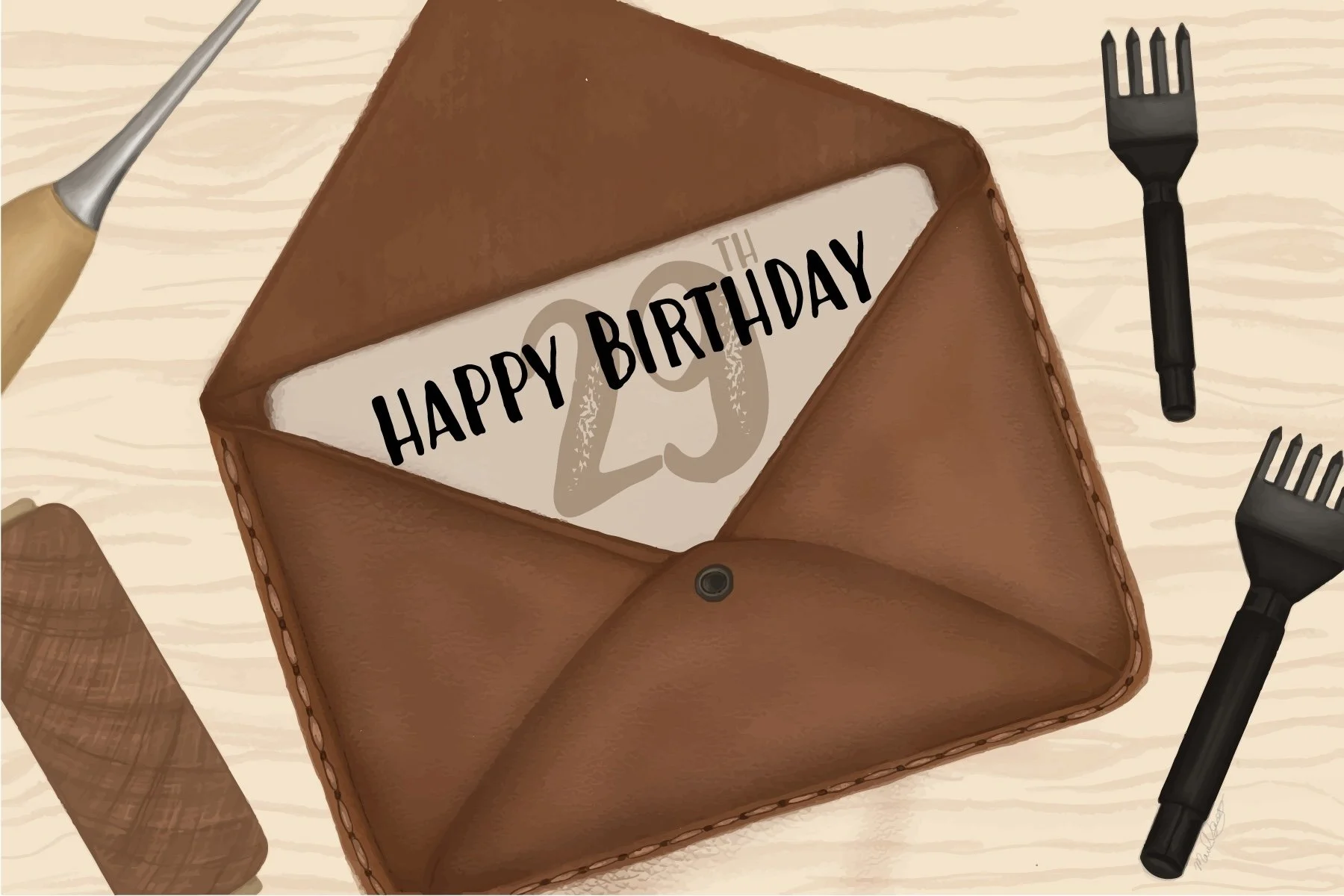 Custom birthday illustration for leather enthusiast 
(Digital media)