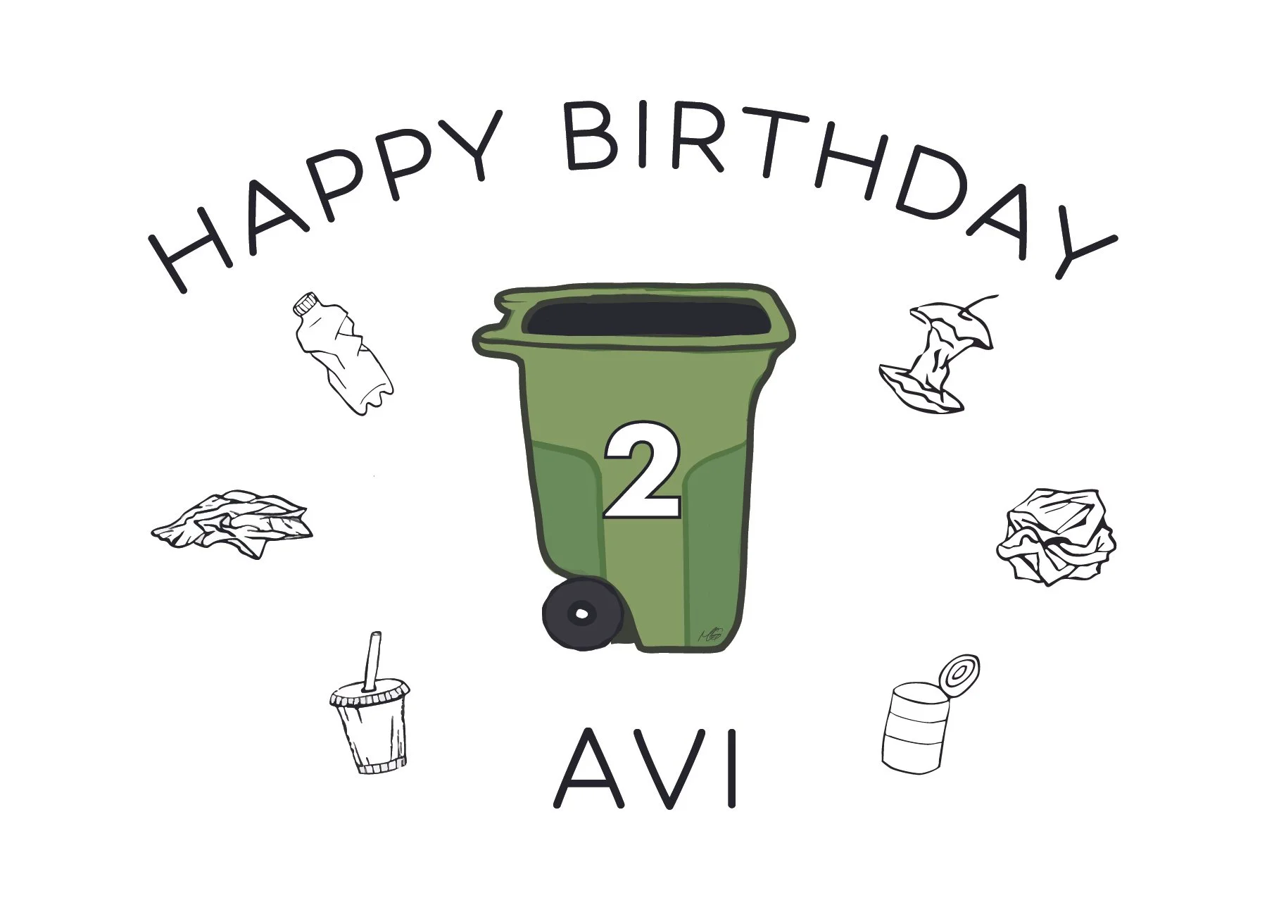 Custom garbage-themed birthday for toddler
(Digital media)
