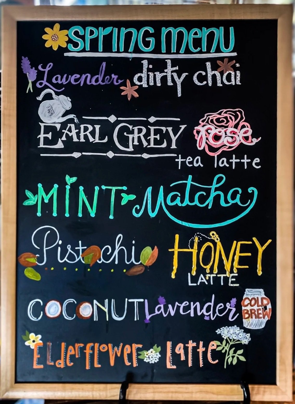 Hugo Coffee Roaster's "Spring Specials" Menu on chalkboard
(Chalkboard paint)
