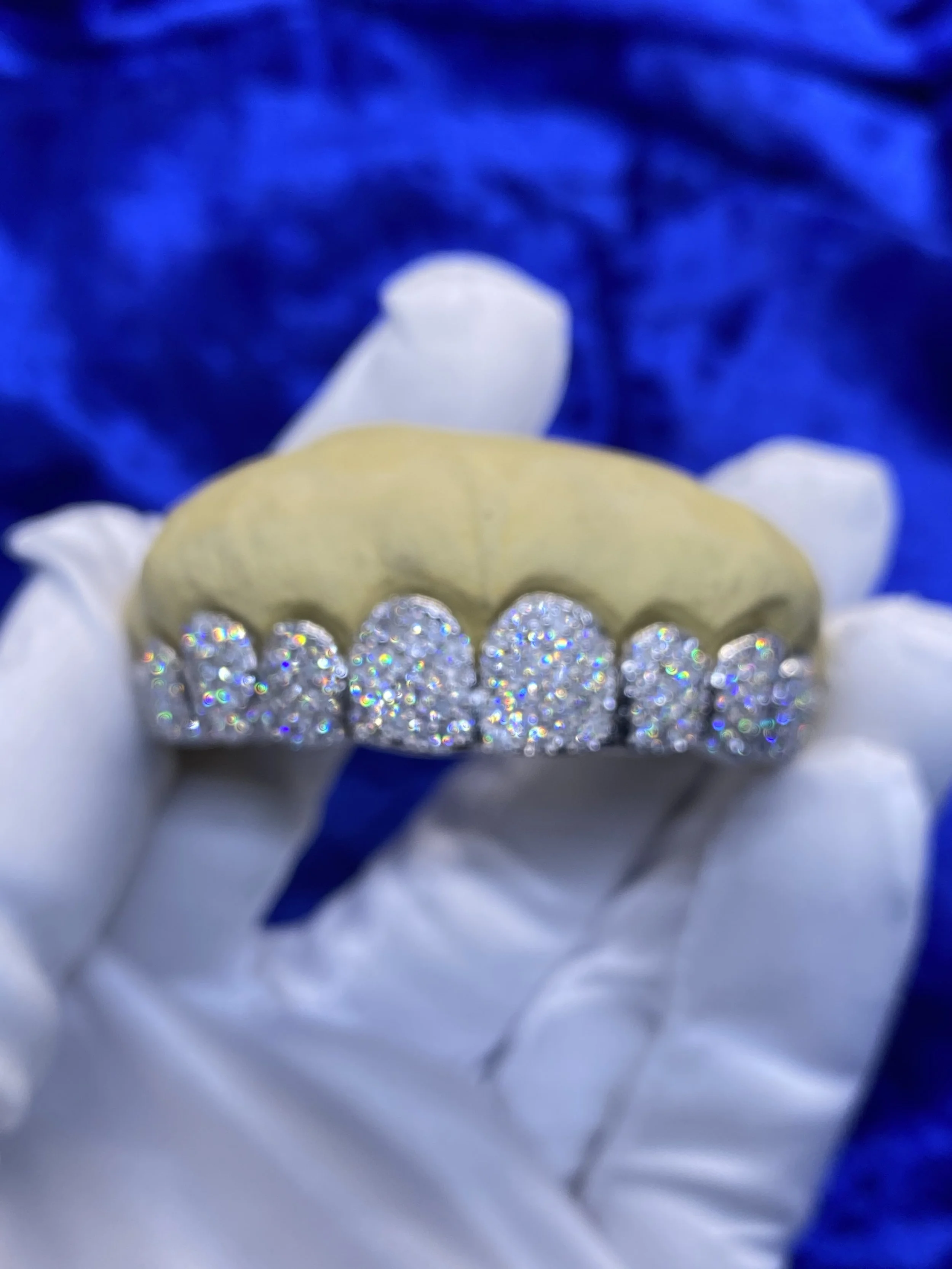 6pc honeycomb diamond grillz CVD/NATURAL