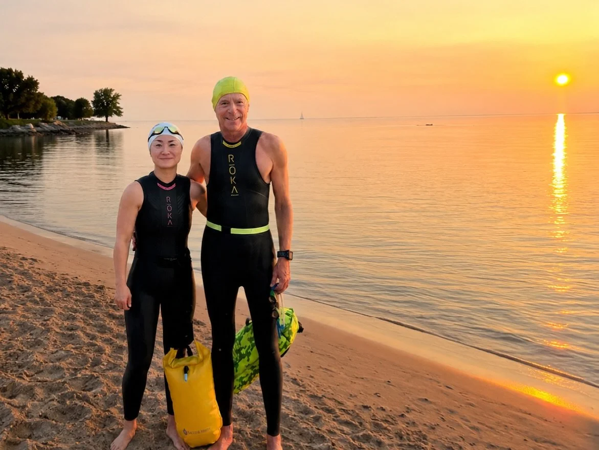 It felt so good to be back at the lake for an early morning swim with a friend, @davidcahnman. The water was calm, warm, and everything you could ask for!