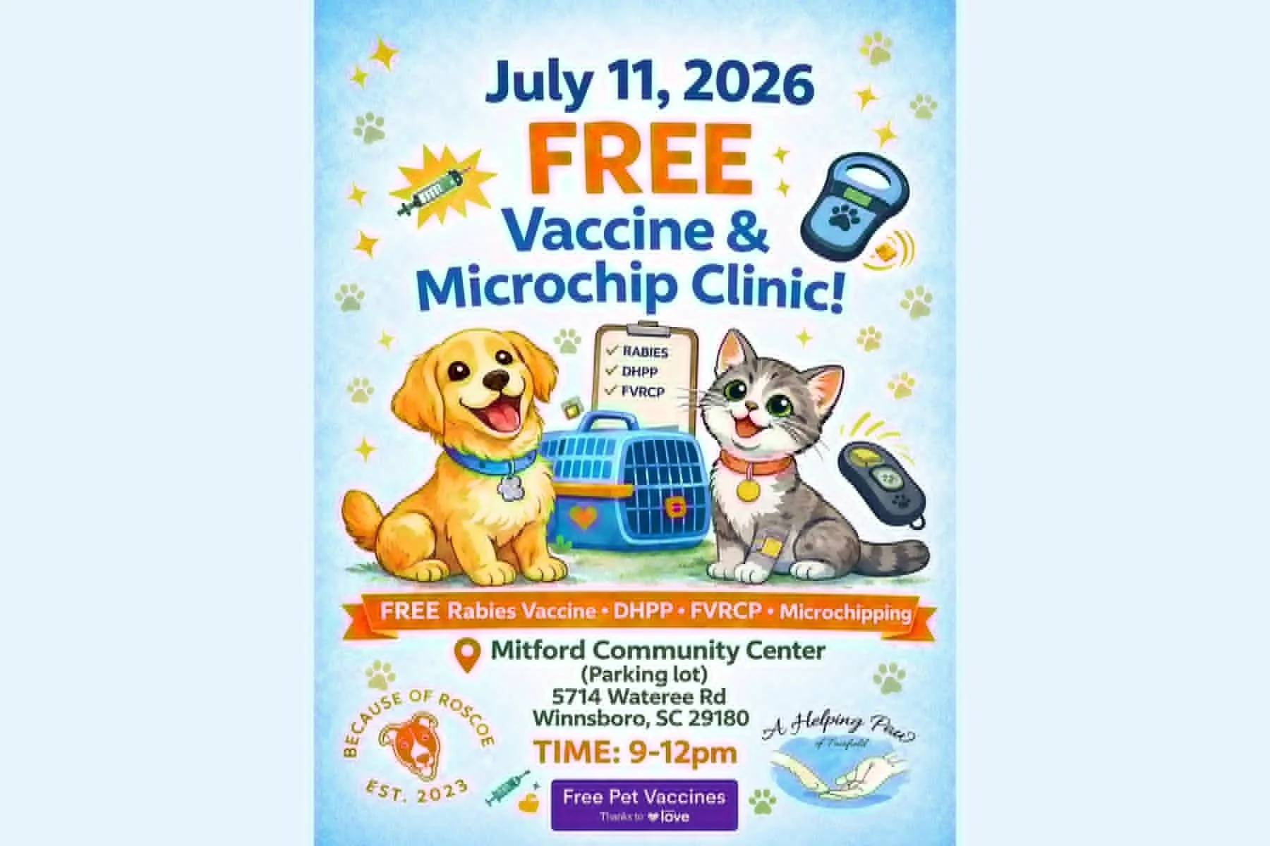 Free Vaccine &amp; Microchip Pop-Up Clinic