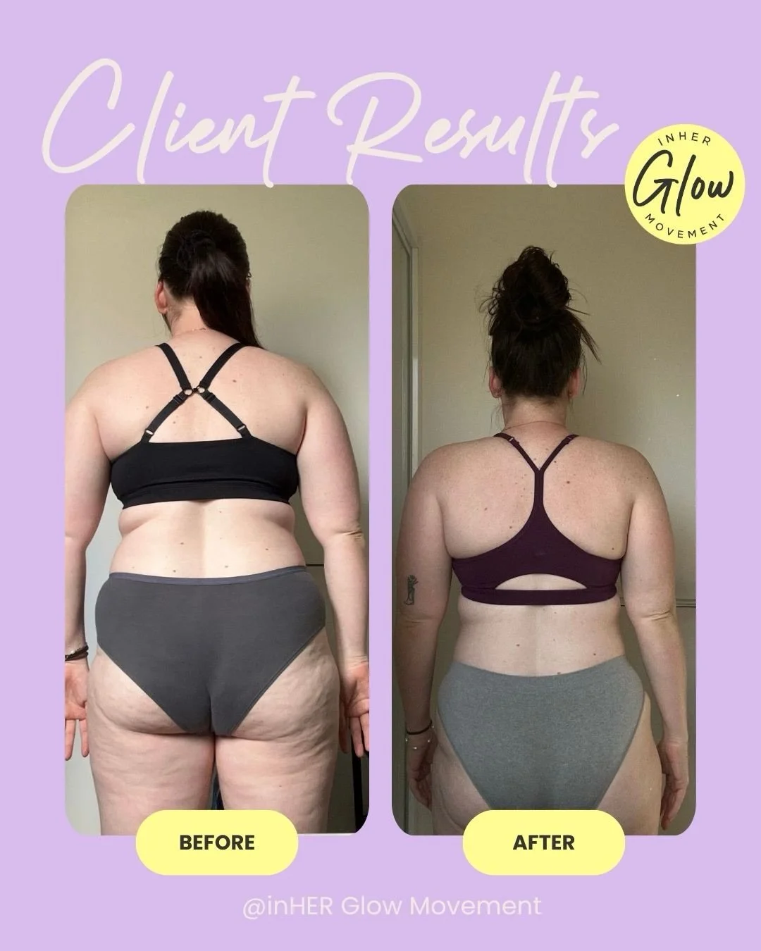 Watching Jess grow over this journey has been so special 💜

She came into inHER Glow Movement wanting to lose weight&hellip; but what she&rsquo;s gained has been so much more than that. 

Confidence. 
Strength. 
Energy. 
Friendships. 
Belief in hers