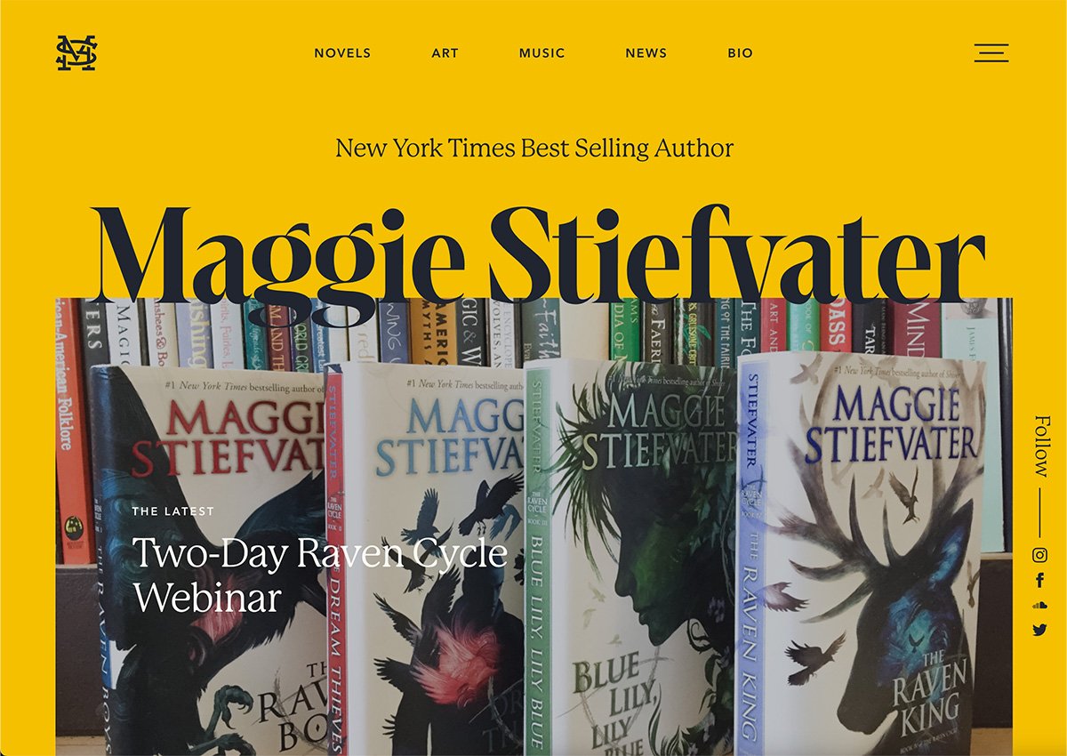 Maggie Stiefvater Author Website Examples