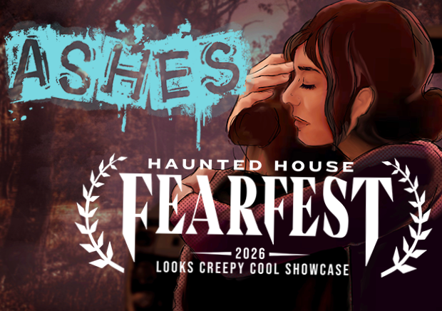 A woman comforting a teenager in an outdoor setting with trees, with a laurels featuring the logo for the 2026 Looks Creepy Cool Showcase.