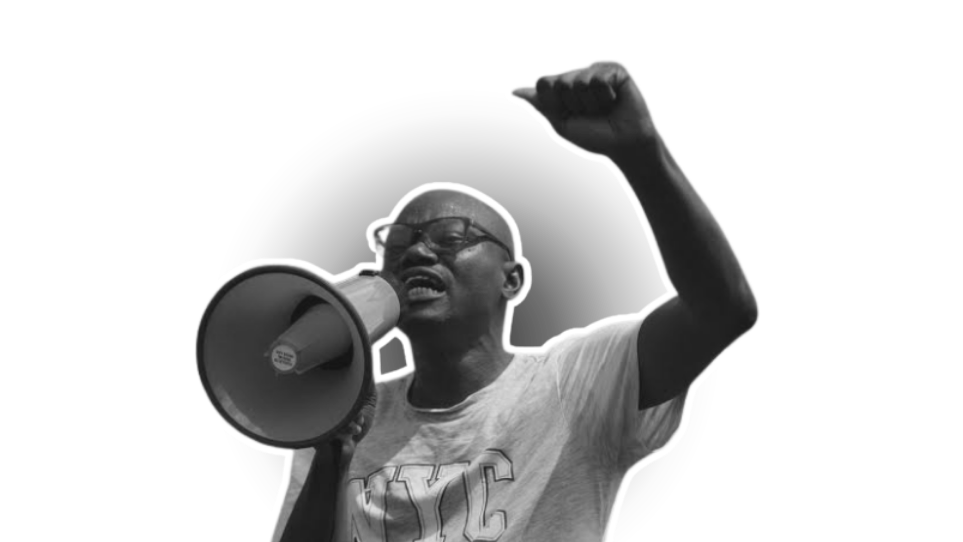 A Nigerian man holding a megaphone