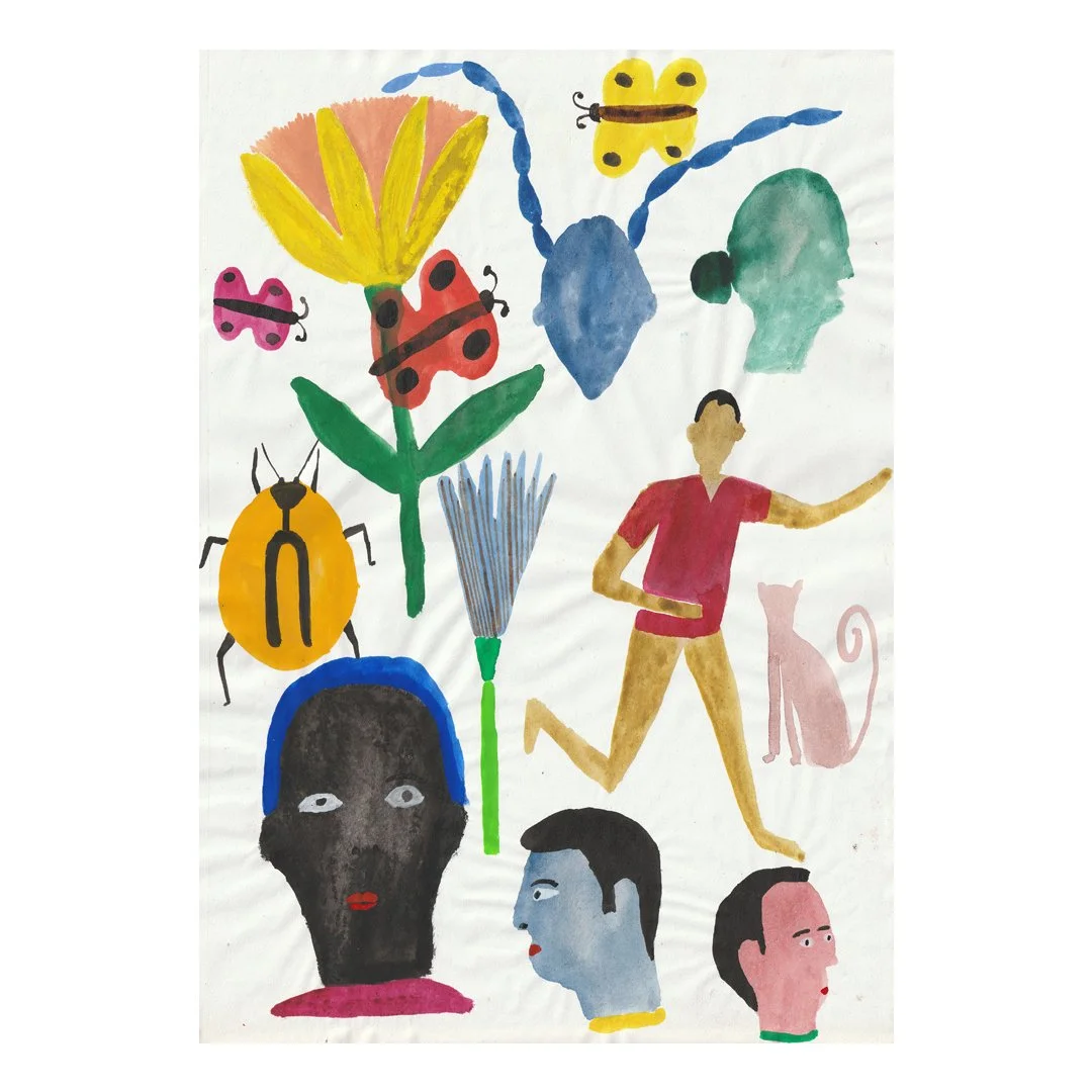 Bugs, heads, cats, silhouette. (Original)