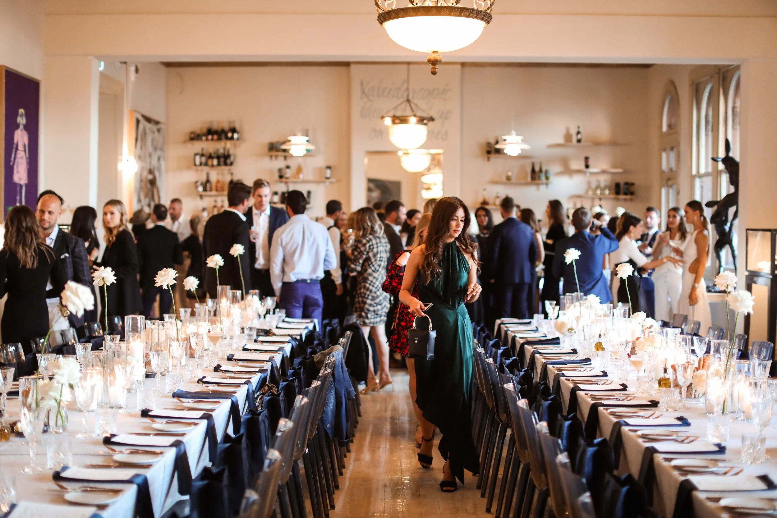 Formal dinner event with guests