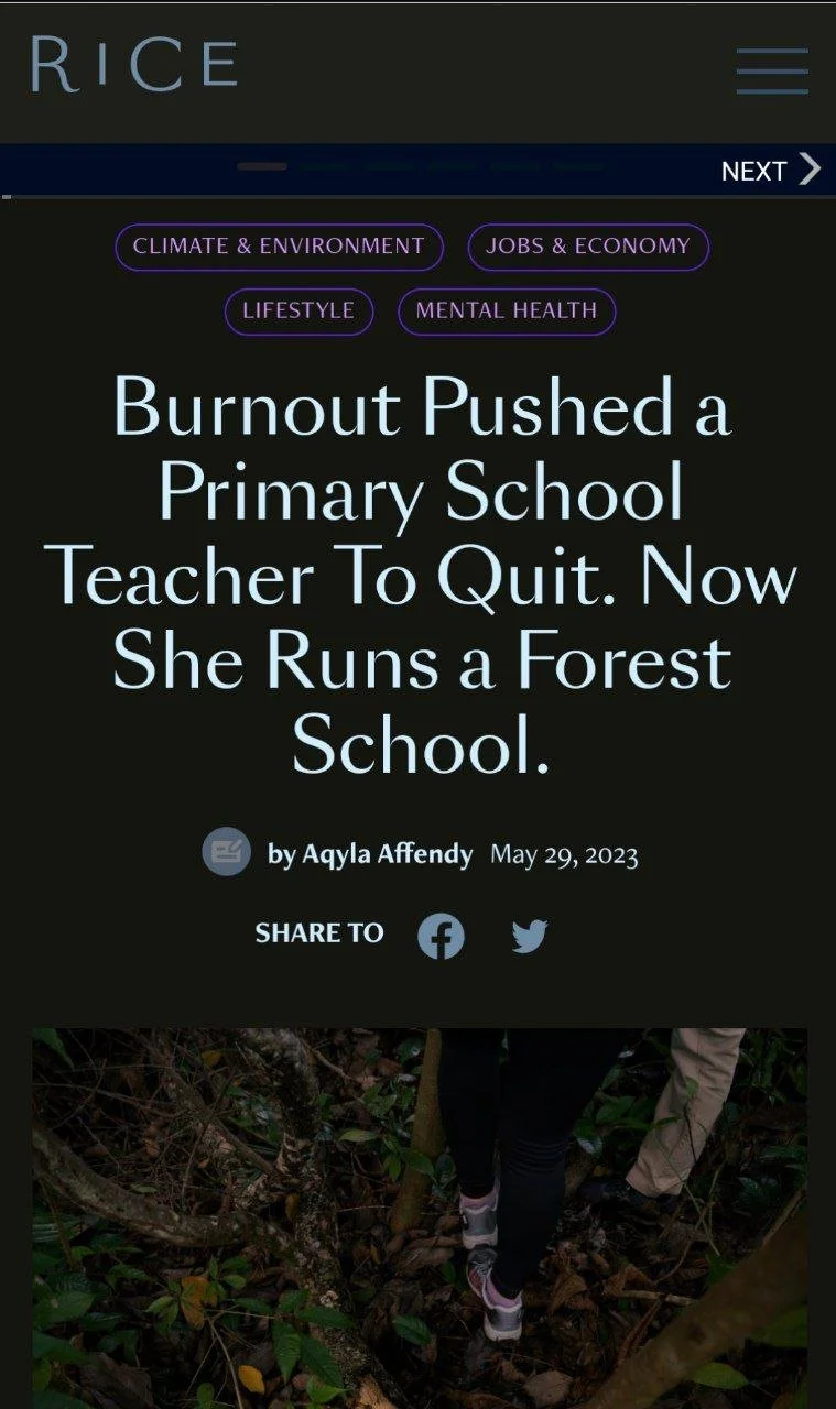 Burnout educator runs Forest School with another fellow educator in Singapore