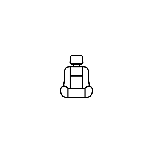 Icon of a car seat with a headrest, representing an automobile seat.