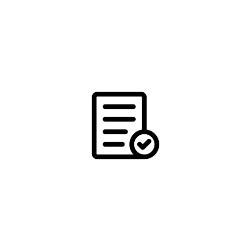 Icon of a document with a checkmark, indicating approval or completion.