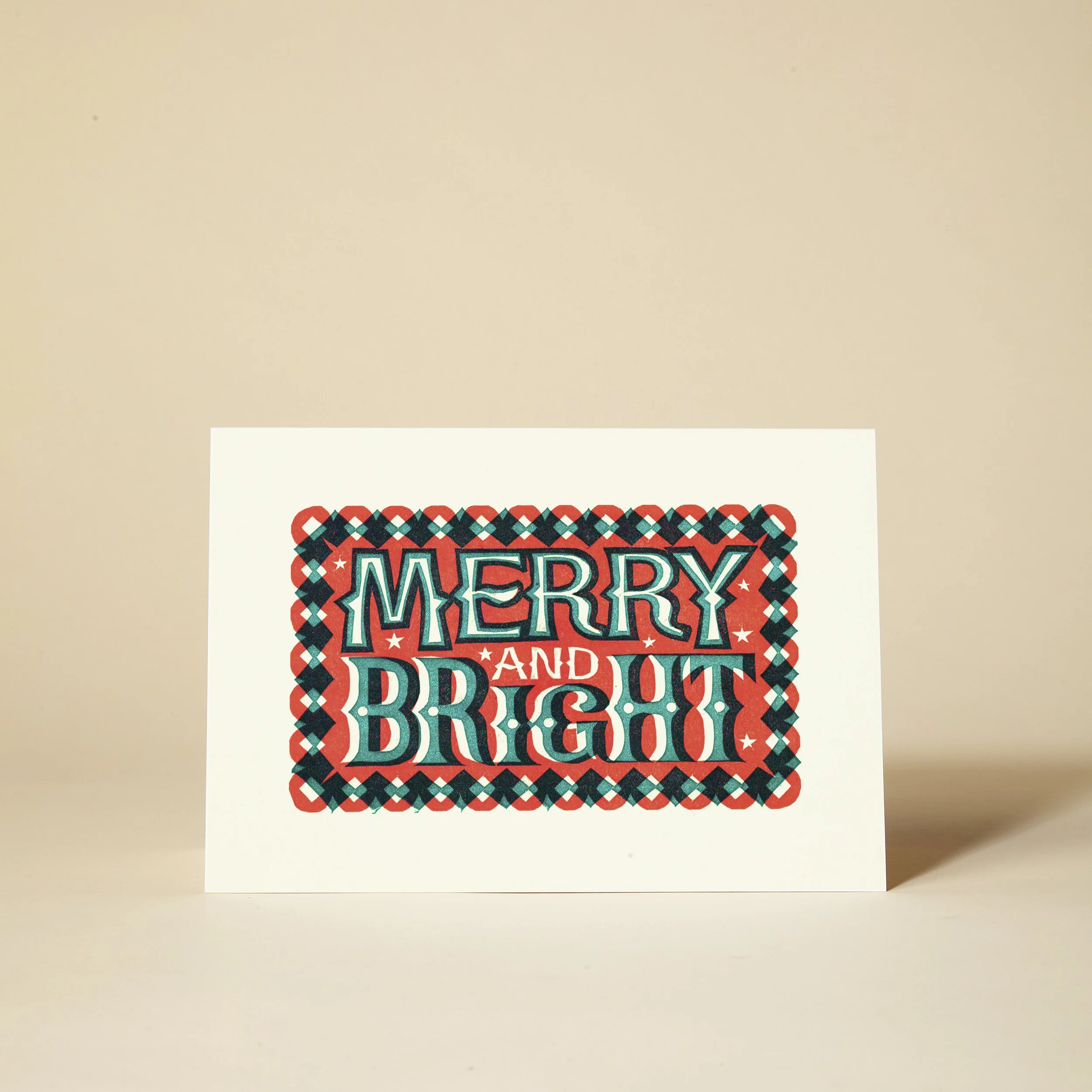 Merry and Bright Letterpress Christmas Card