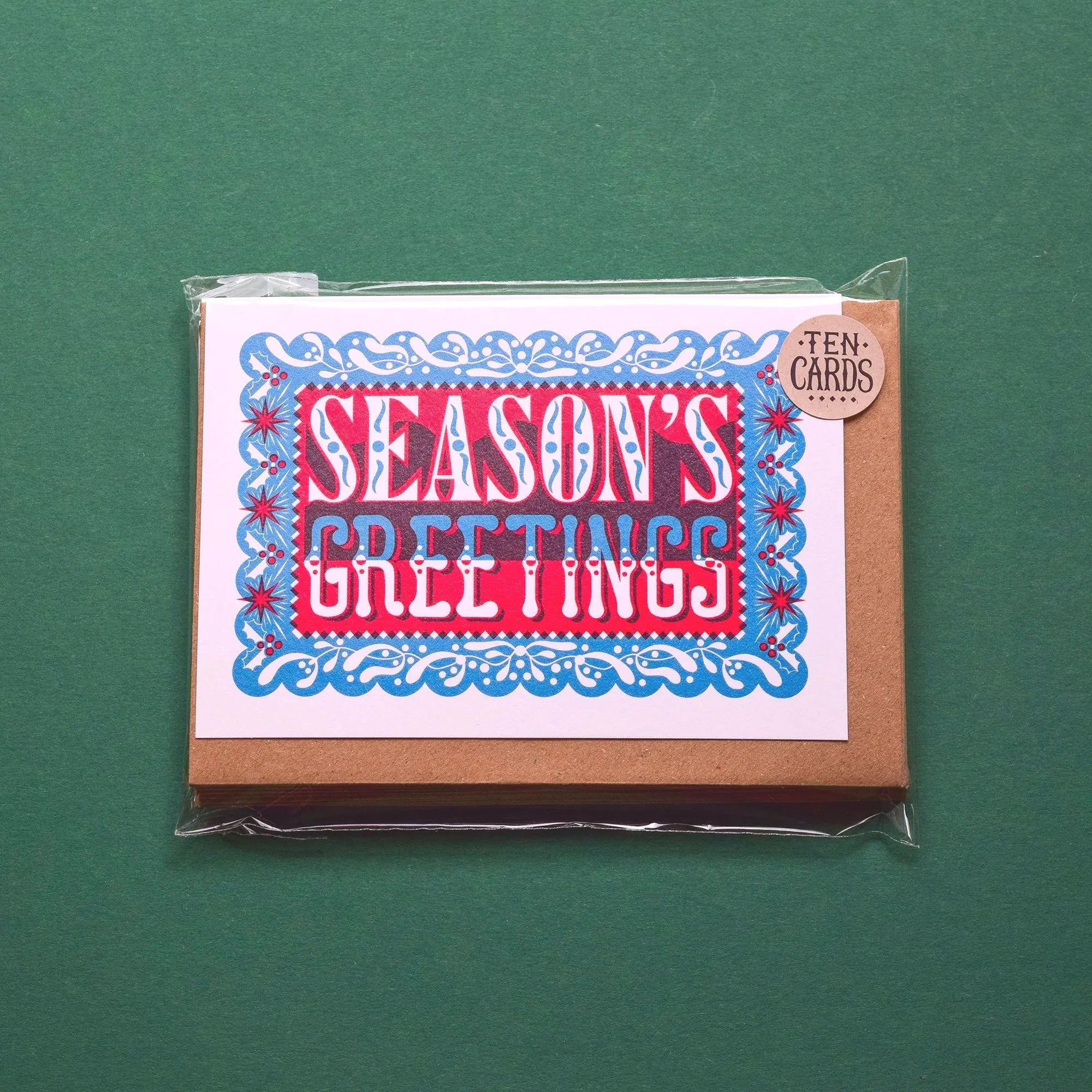 'Season's Greetings' Pack Christmas Cards (10 Cards)