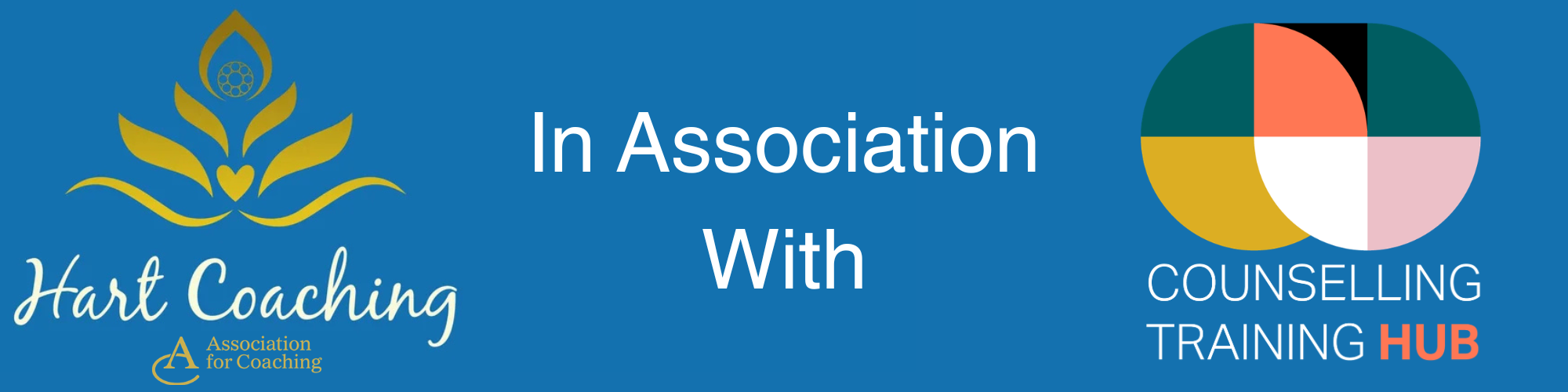 Banner with logos for Hart Coaching and Counselling Training Hub, indicating an association between them.