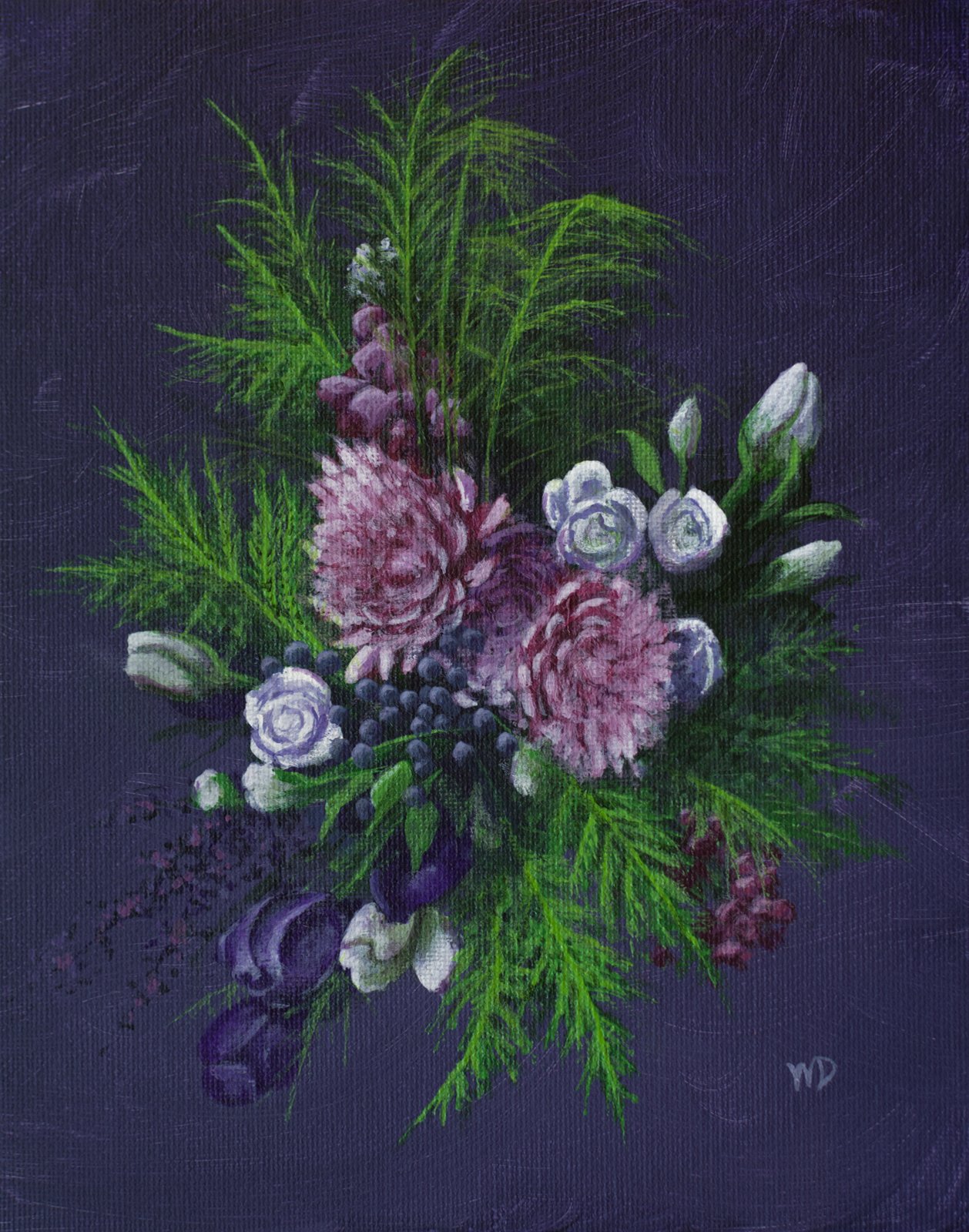 pink white ferns flower arrangement