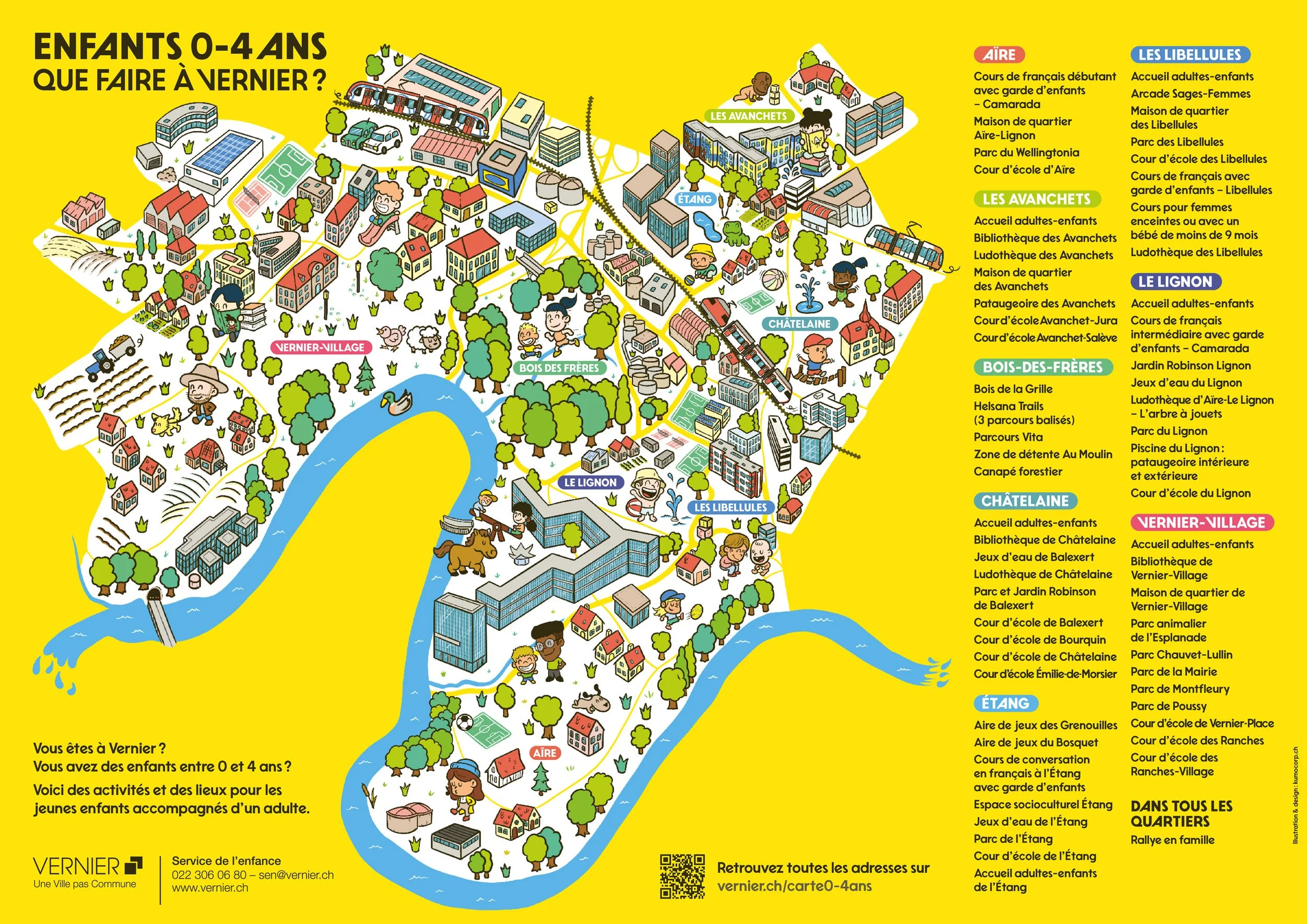 Carte des activités pour la petite enfance sur la commune de Vernier.
