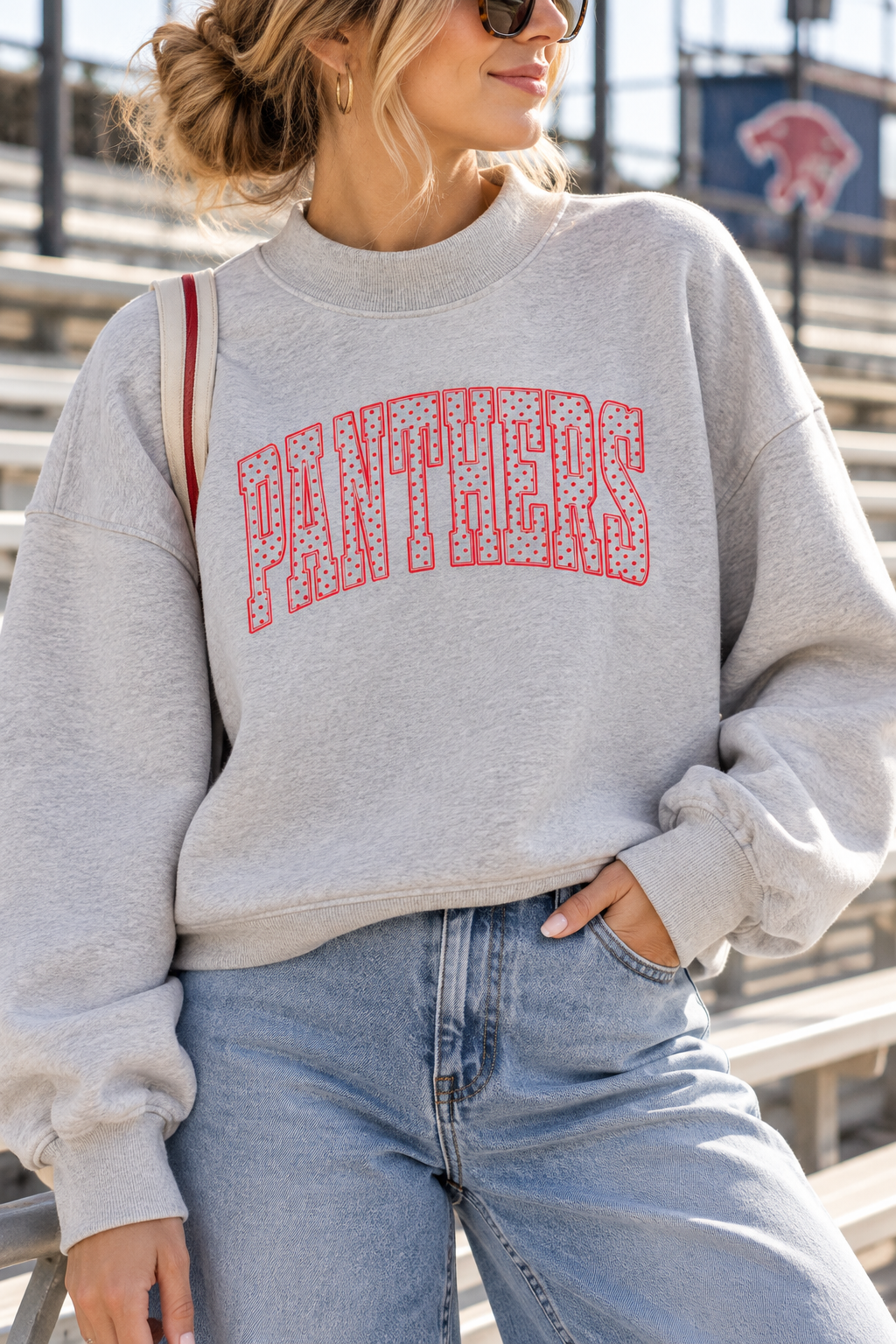 Panthers Polka Dot Mock Neck Sweatshirt