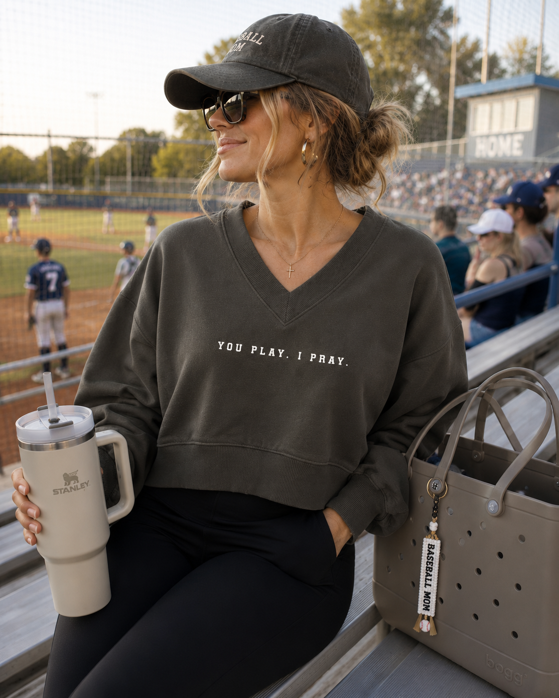 YOU PLAY. I PRAY. V-NECK SWEATSHIRT