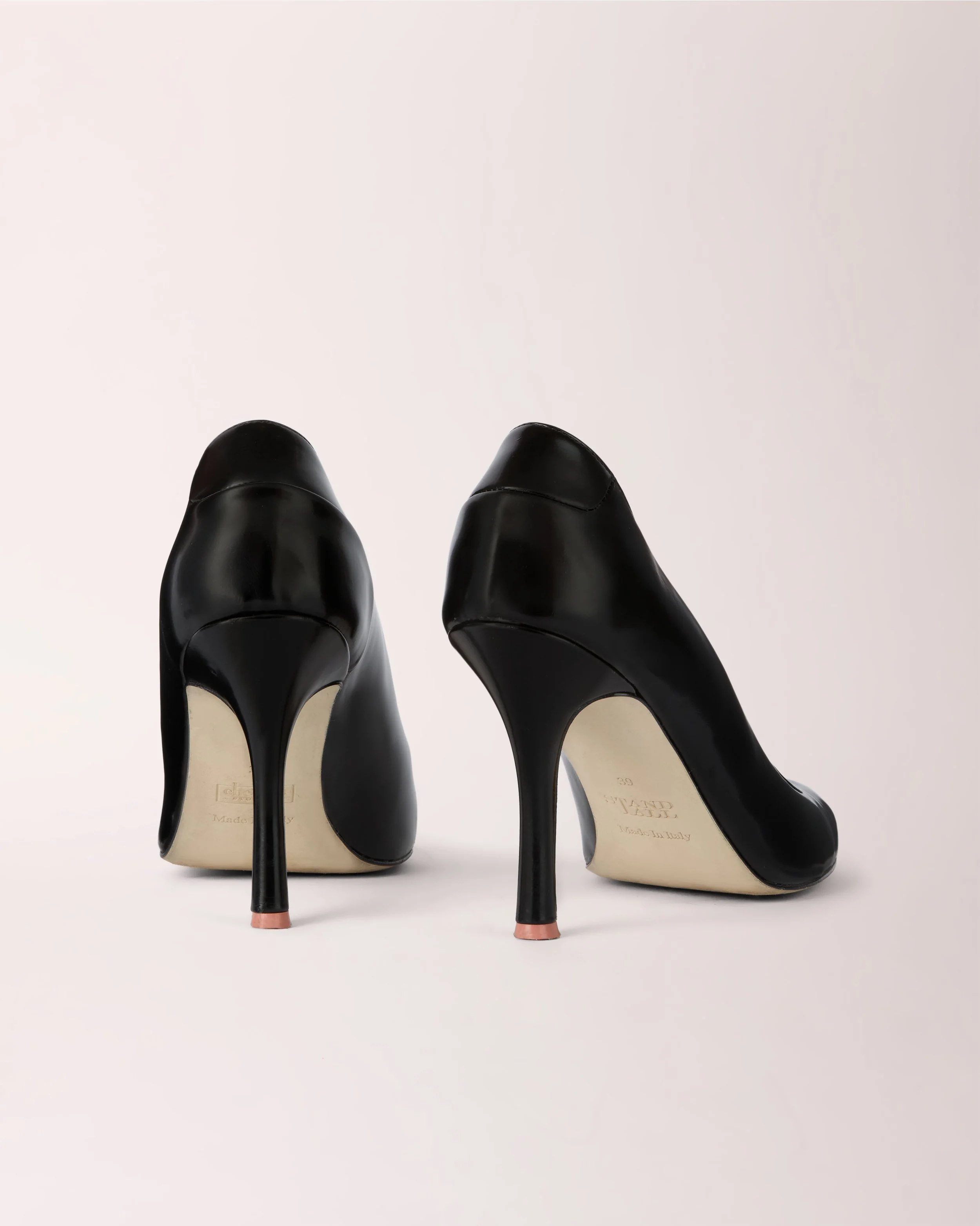Classic Cheeletto Pump in black matte leather, back view — luxury handcrafted heels by Cheetah Stories