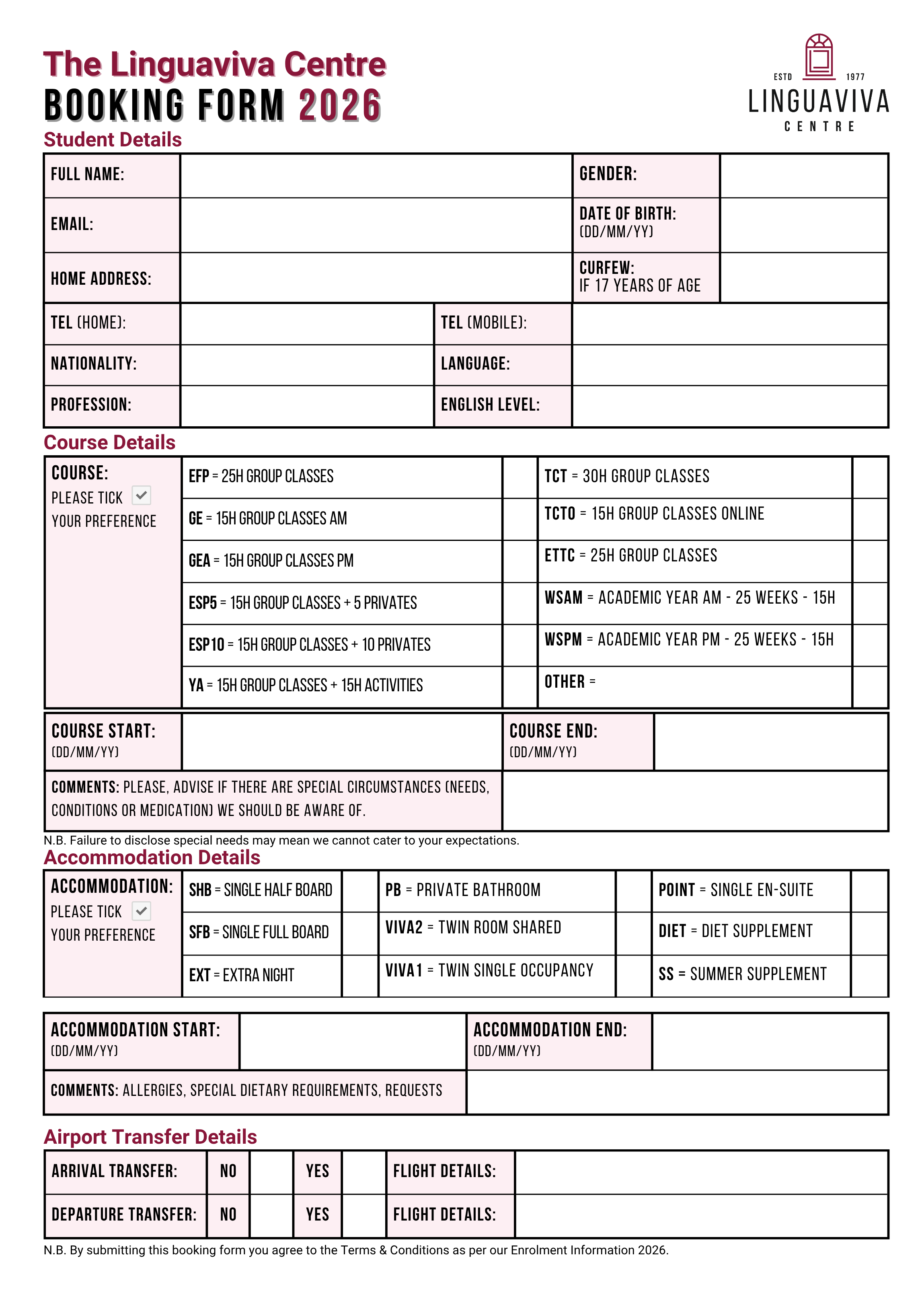 Booking Form